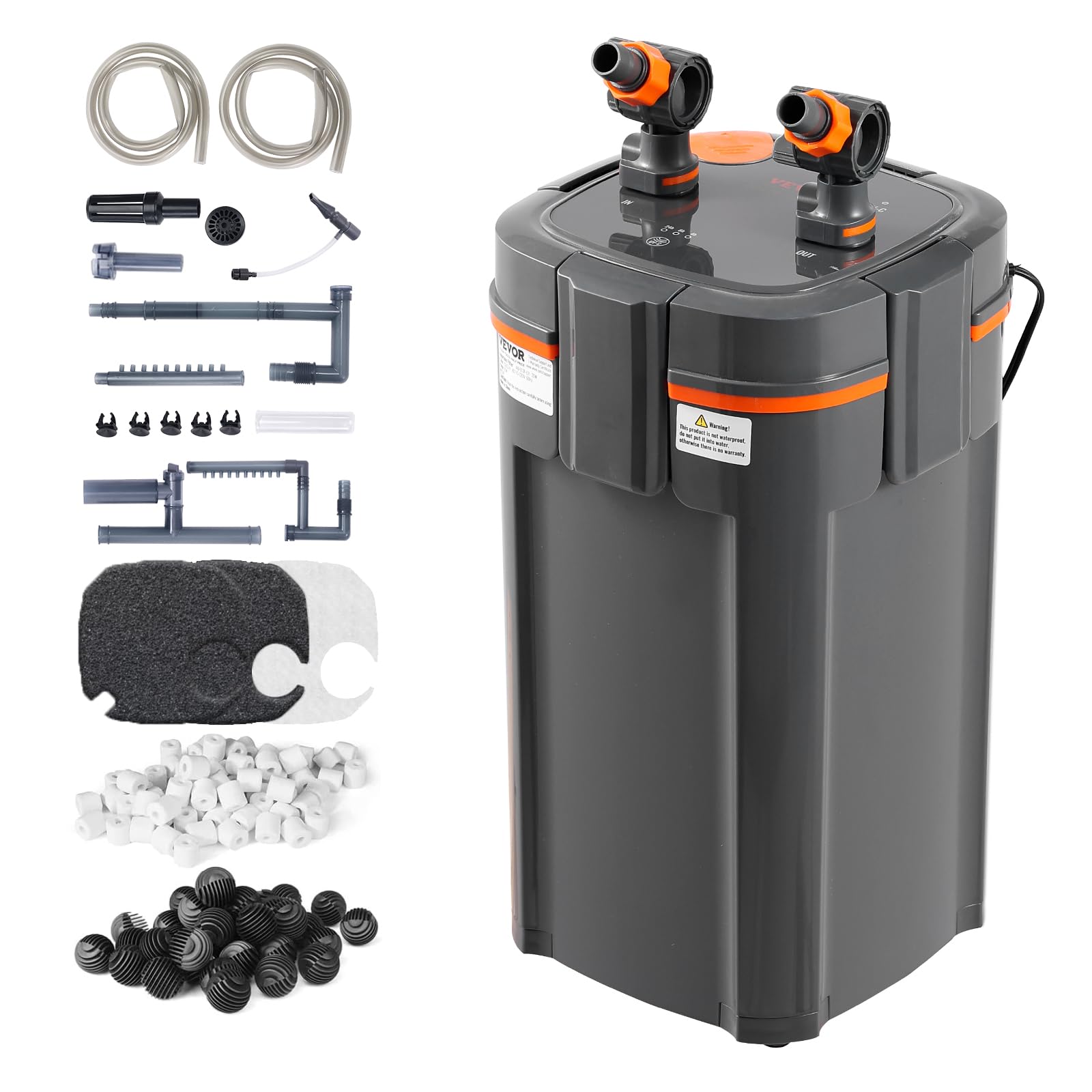 VEVOR Aquarium Filter 238GPH, 3-Stage Canister Filter 55-75 Gallon, Ultra-Quiet Internal Aquarium Filter with UV Protection, Sub