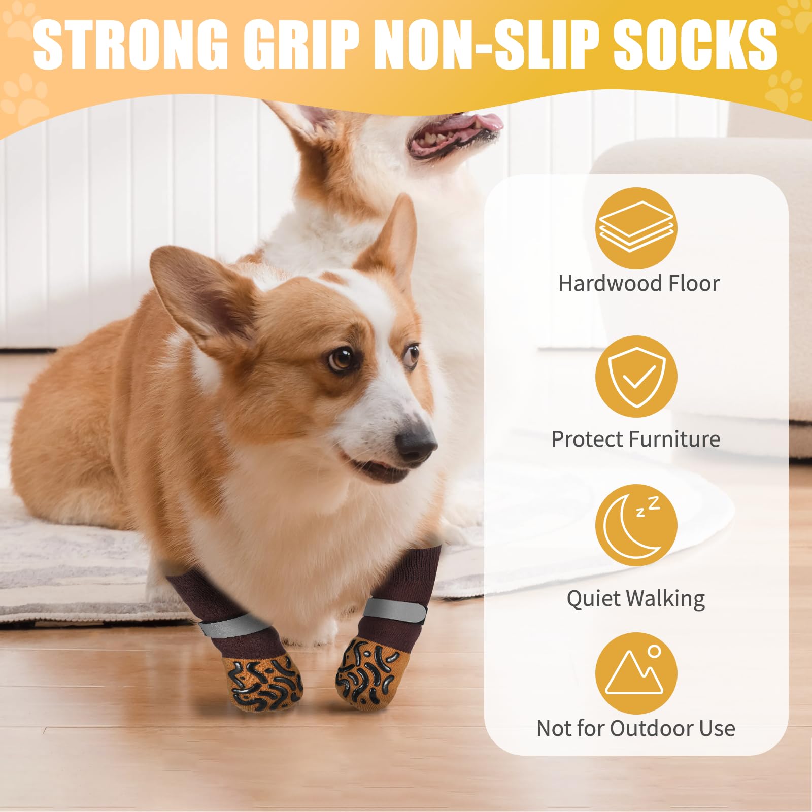 2 Pairs Of Dog Socks To Prevent Licking Paws, Double Sides Non-Slip Dog Boots & Paw Protectors, Paw Socks With Grippers For Seni