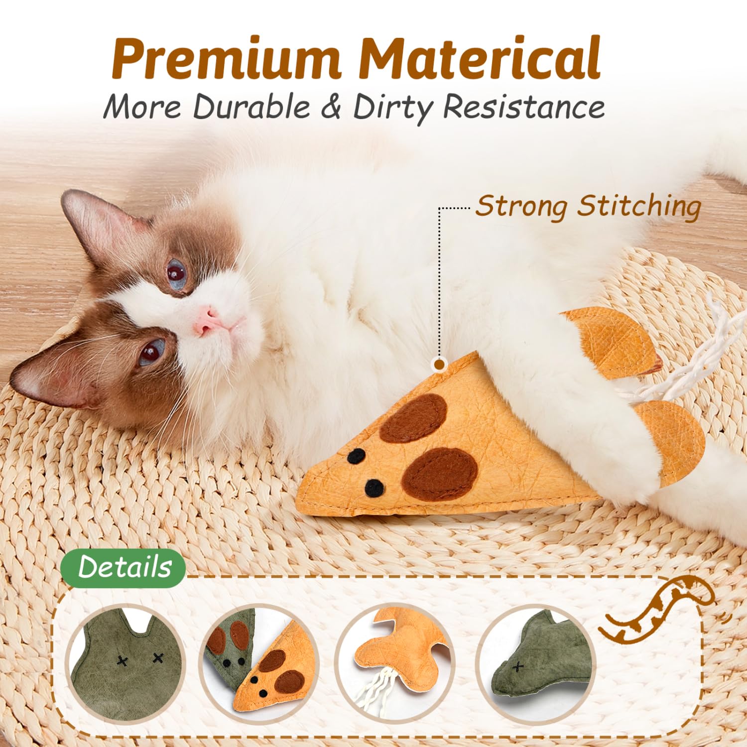 Nobleza Catnip Toys For Indoor Cats, 6 Pack Cute Teething Chew Kitten Toys, Interactive Plush Bite Resistant Cat Toys With Crink