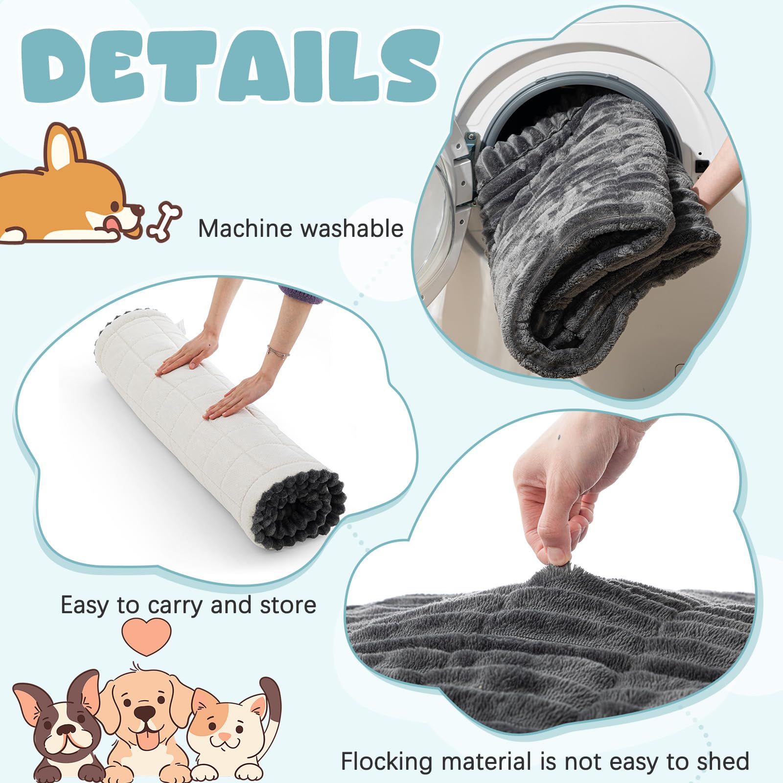 BBTO 53 x 40 Inches Non-Slip Bottom Pet Bed Mat for Car Trunk Large Size Dog Blanket for SUV Dog Backseat Cover with Anti Slip S