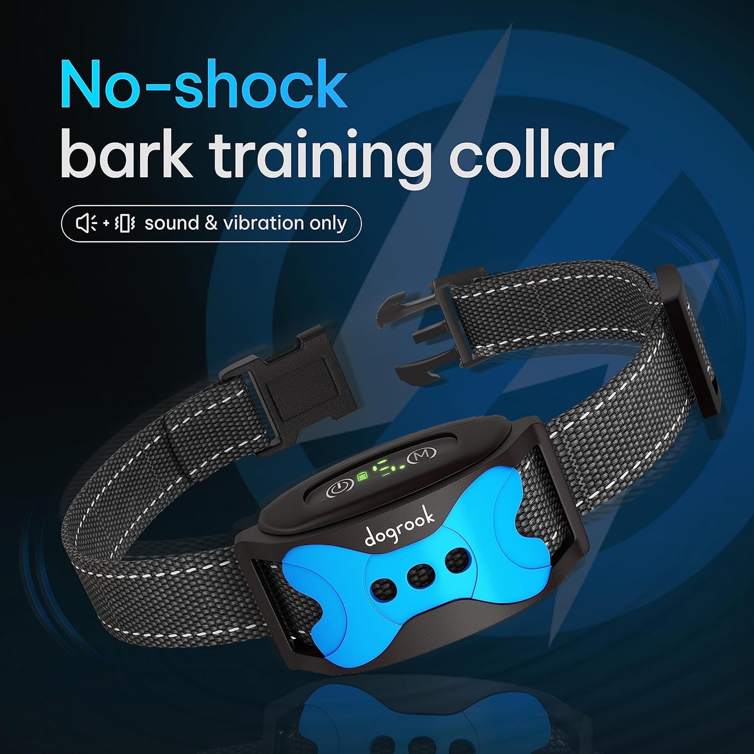 Dogrook Dog Bark Collar - Rechargeable Smart Anti Barking Collar For Dogs - Waterproof No Shock Bark Collar For Small/Medium/Large Dogs - 5 Sensitivity Levels - Anti Bark Collar For Dogs - Dog Collar