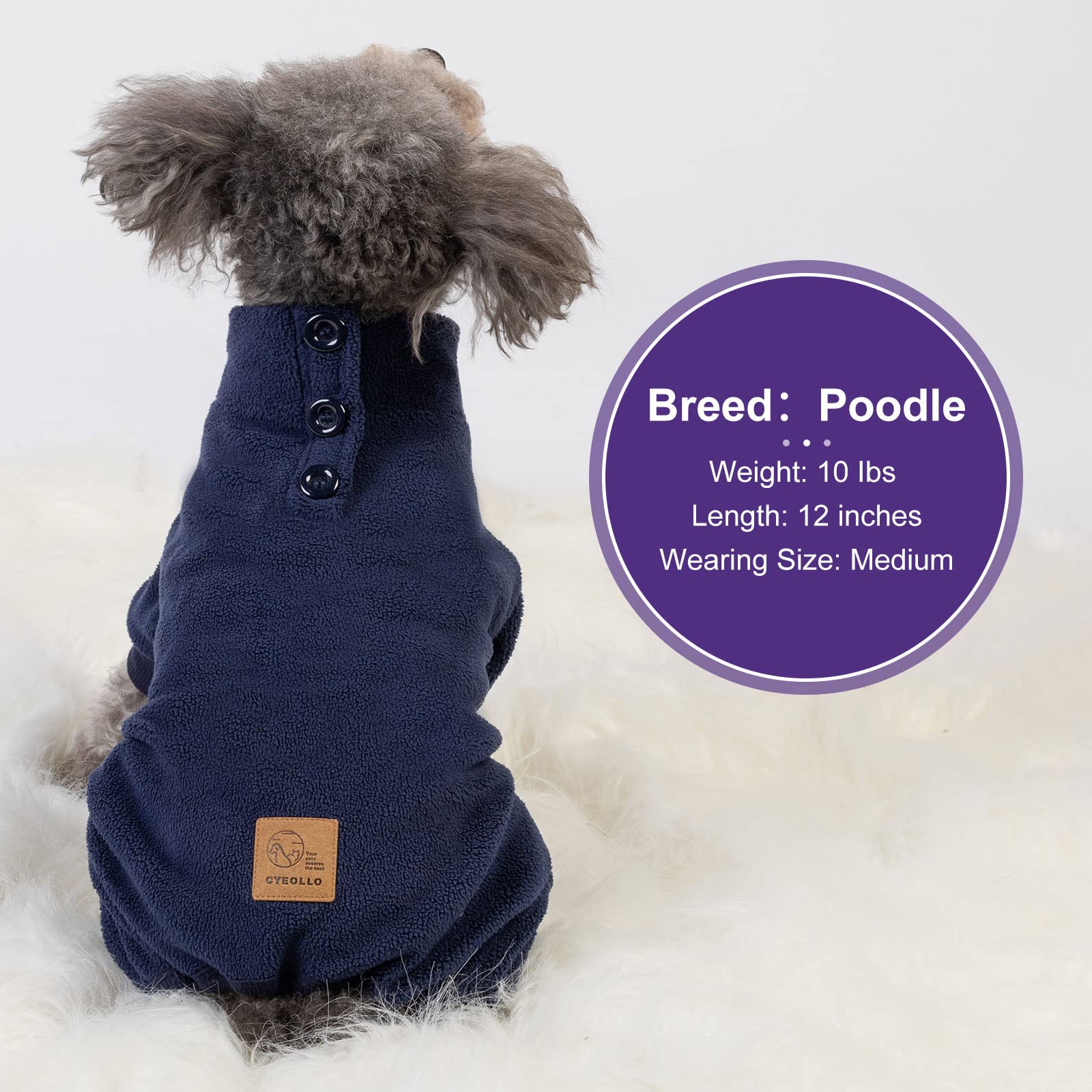 Cyeollo Dog Pajamas Fleece Dog Pjs Jumpsuit Thermal Dog Onesie Stretchy Doggie Pet Jammies Outfits For Dogs Cats Apparel, Navy X