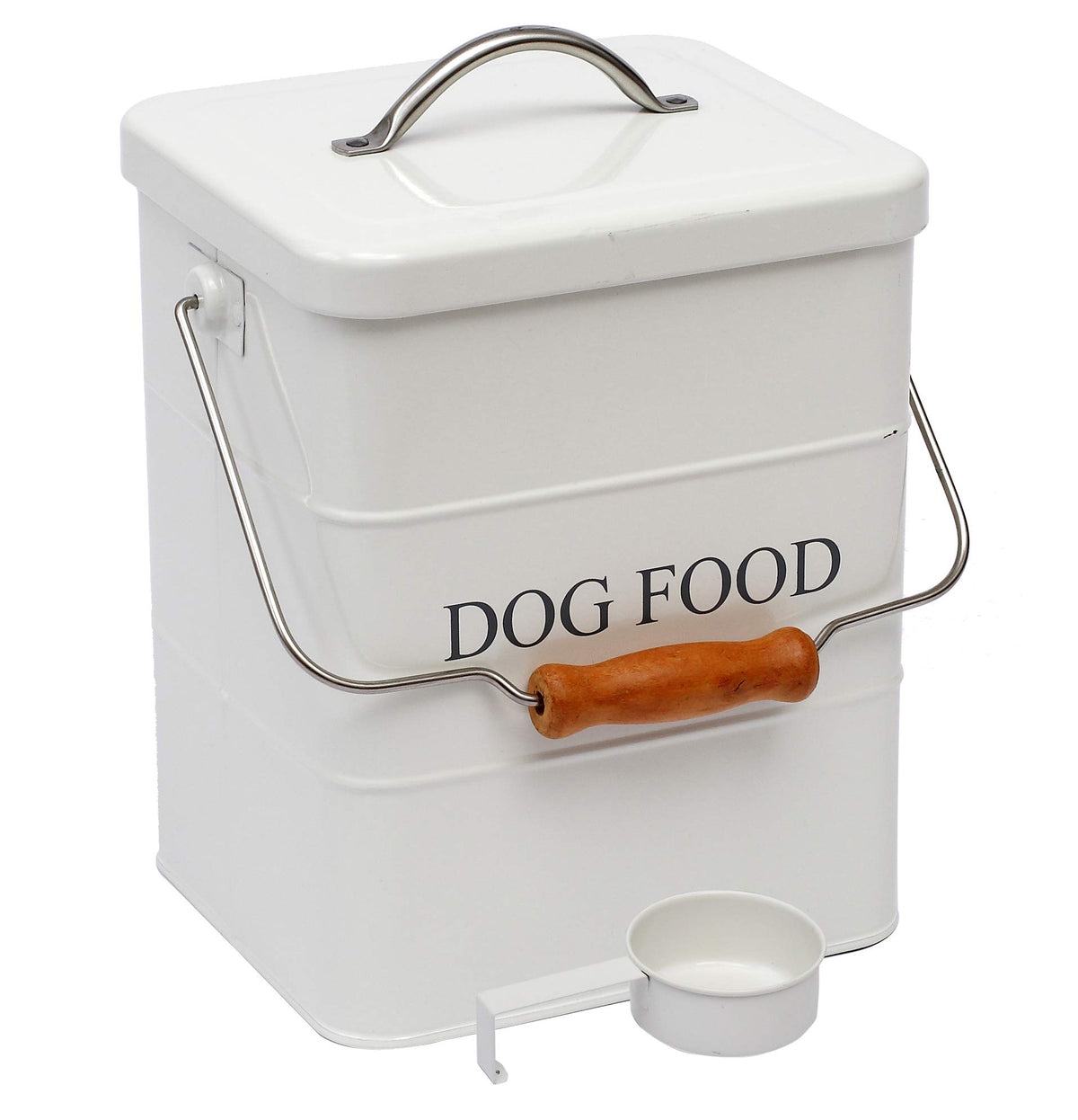 Dog Food Treat Storage Container With Lid Scoop Included - Perfect Farmhouse Dog Food Bin For Kitchen Countertop, Shelf, Decoration Home - Dog Food - White