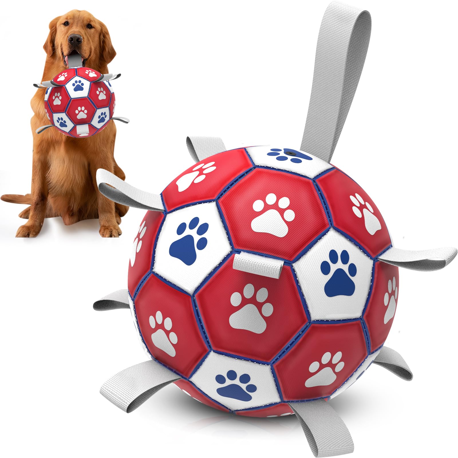 Large Dog Toys Dog Soccer Ball With Straps Dog Balls For Indoor Outdoor Gift For Birthday For Extra Large Dog Interactive Dog To