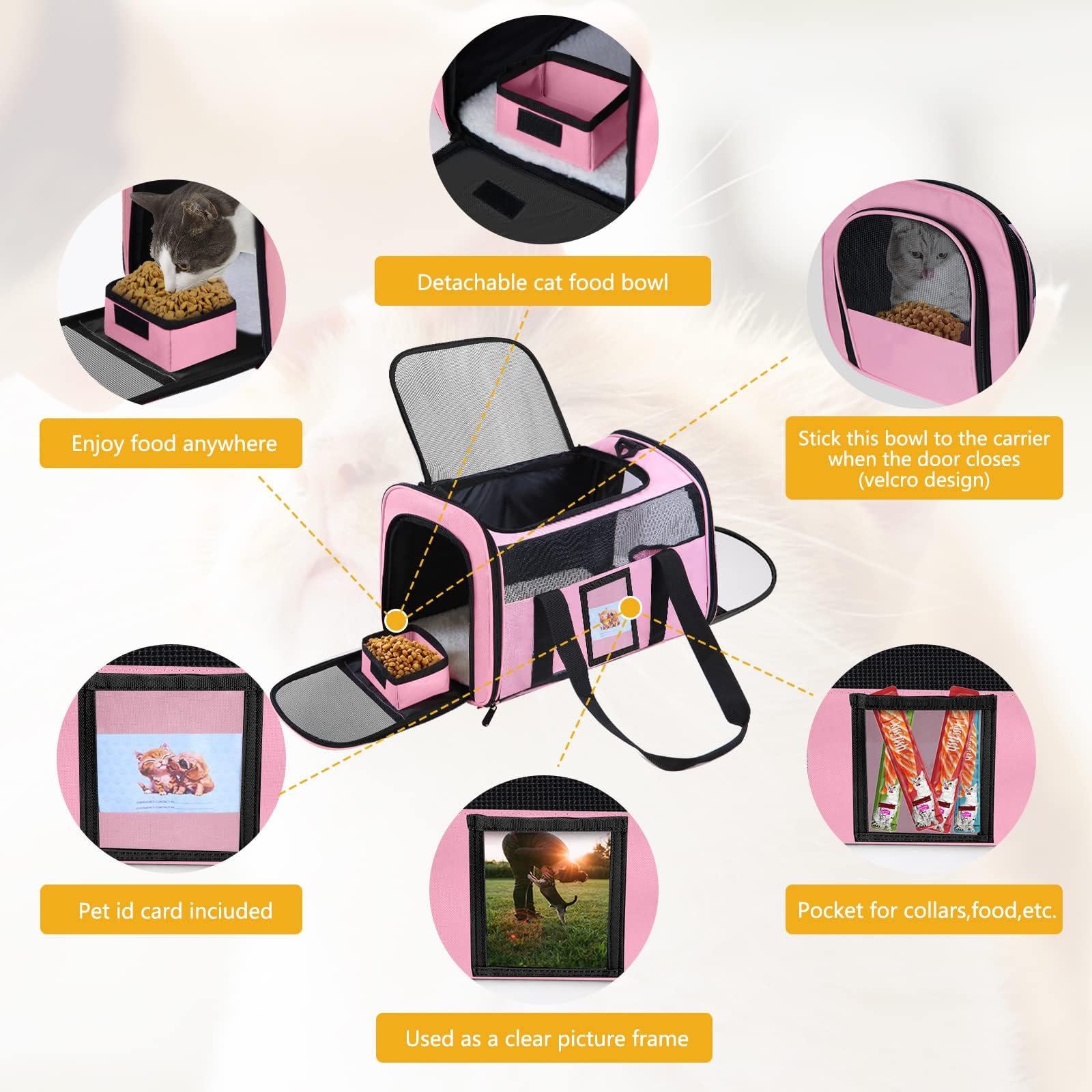 Bejibear Cat Carriers Soft Side Carrier For Kitten Puppy Collapsible Travel Pet Carrier Tsa Airline Approved Cat Carrier Bag For