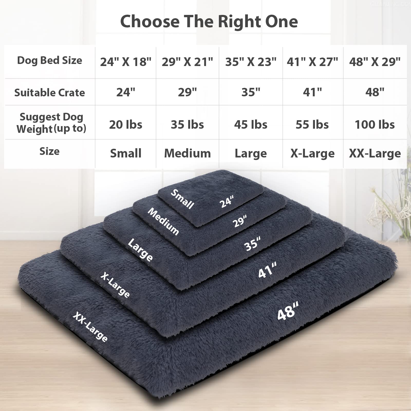 Champets Washable Dog Bed For Crate 41''X27'',Large Dog Bed For Small,Medium,Large,Extra Large Dog Cats Pet,Waterproof Dog Beds