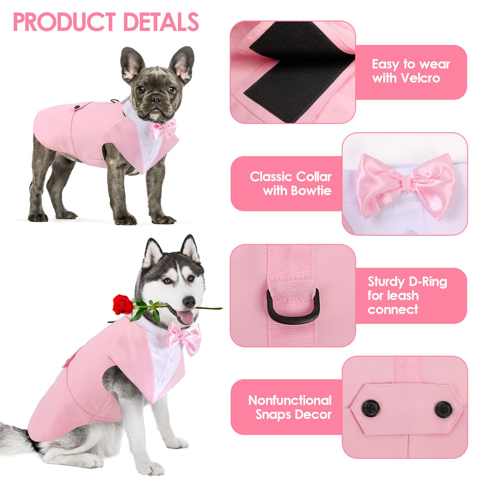 Aofitee Dog Tuxedo For Large Dogs, Formal Dog Suit And Tie, Gentle Dogs Wedding Party Suit Bow Tie Shirt, Pet Wedding Outfit Wit