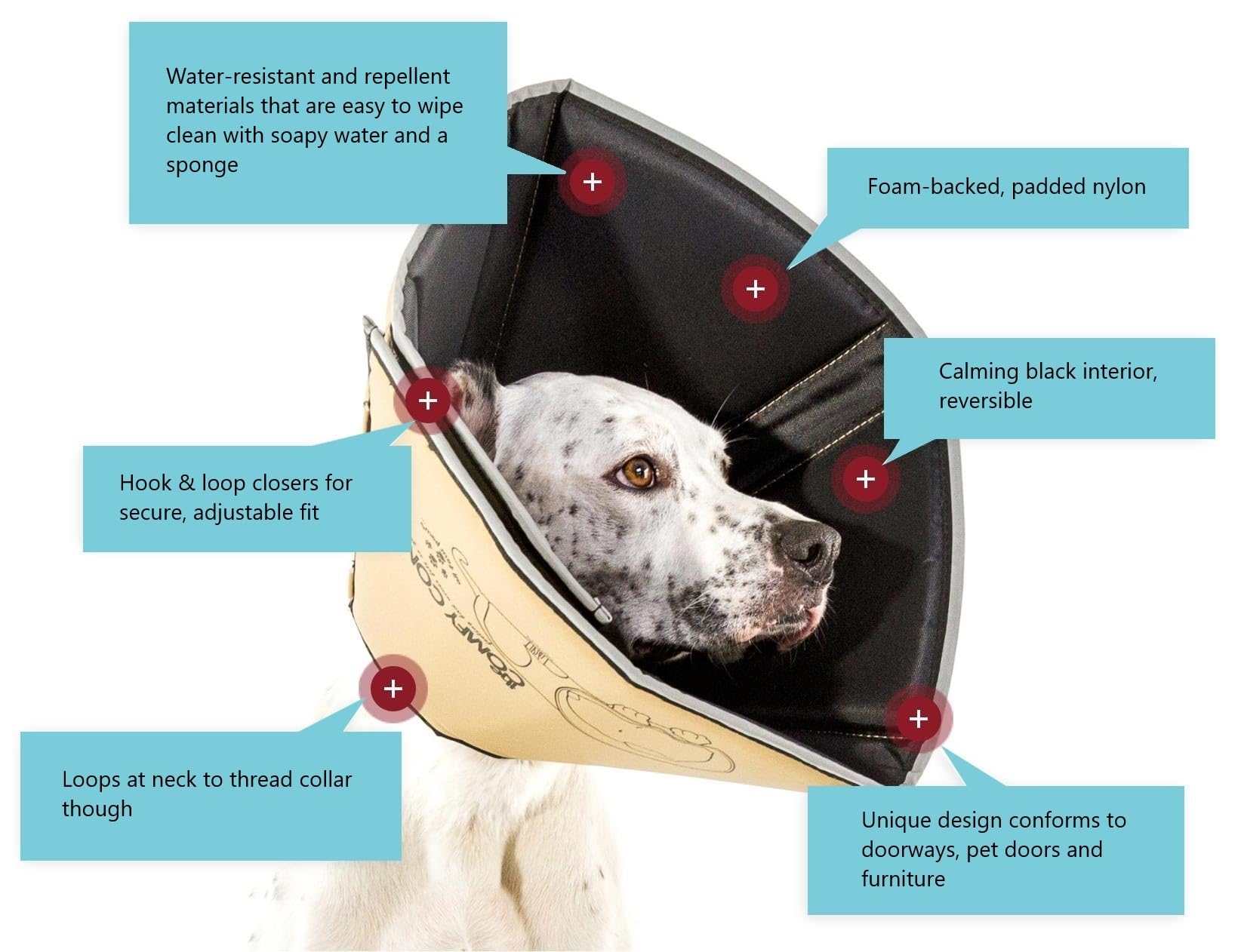 All Four Paws Comfy Cone Pet Cone for Dogs, Cats, Large, Tan - Comfortable Soft Dog Cone Collar Alternative for After Surgery, W