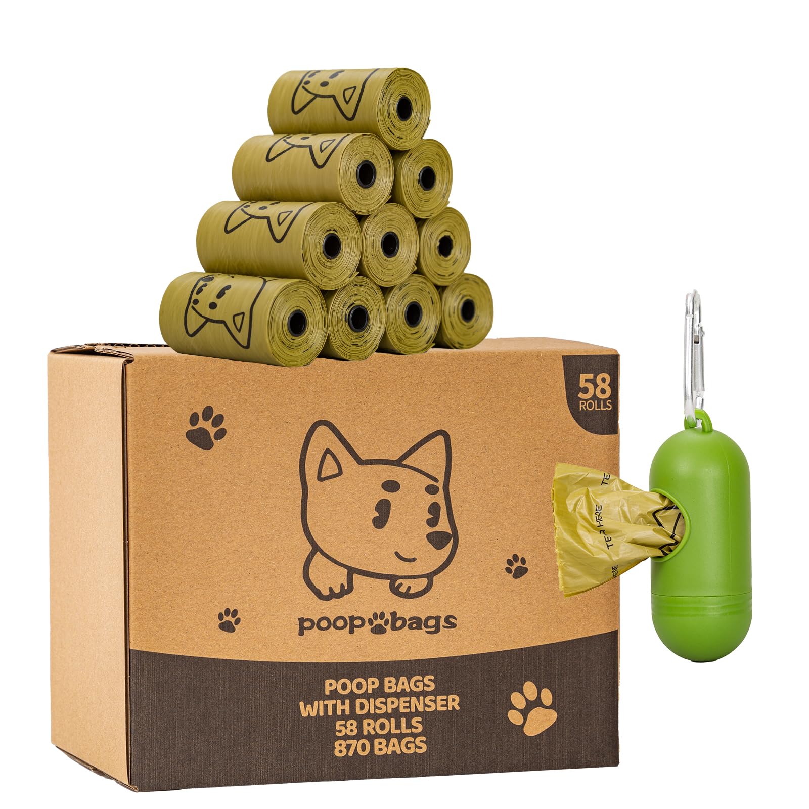 Lesibag Scented Dog Poop Bags With Dispenser, Strong And Leak-Proof Waste Bags For Pets, 870 Count (58 Packs Of 15), 13 Inch X 9