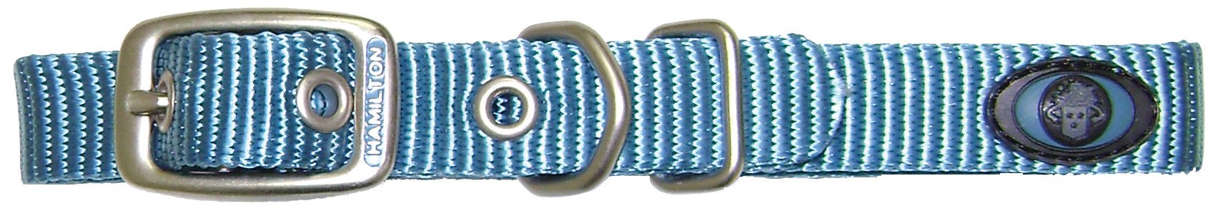 Hamilton B St 16Oc Brushed Hardware Single Thick Nylon Deluxe Dog Collar, 5/8 X 16-Inch, Ocean Blue
