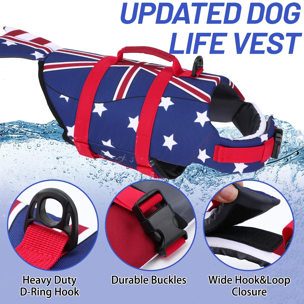 Emust Large Dog Life Jacket, Dog Life Vests For Swimming, Small/Medium/Large Pet Life Preserver With Rescue Handle, Adjustable P