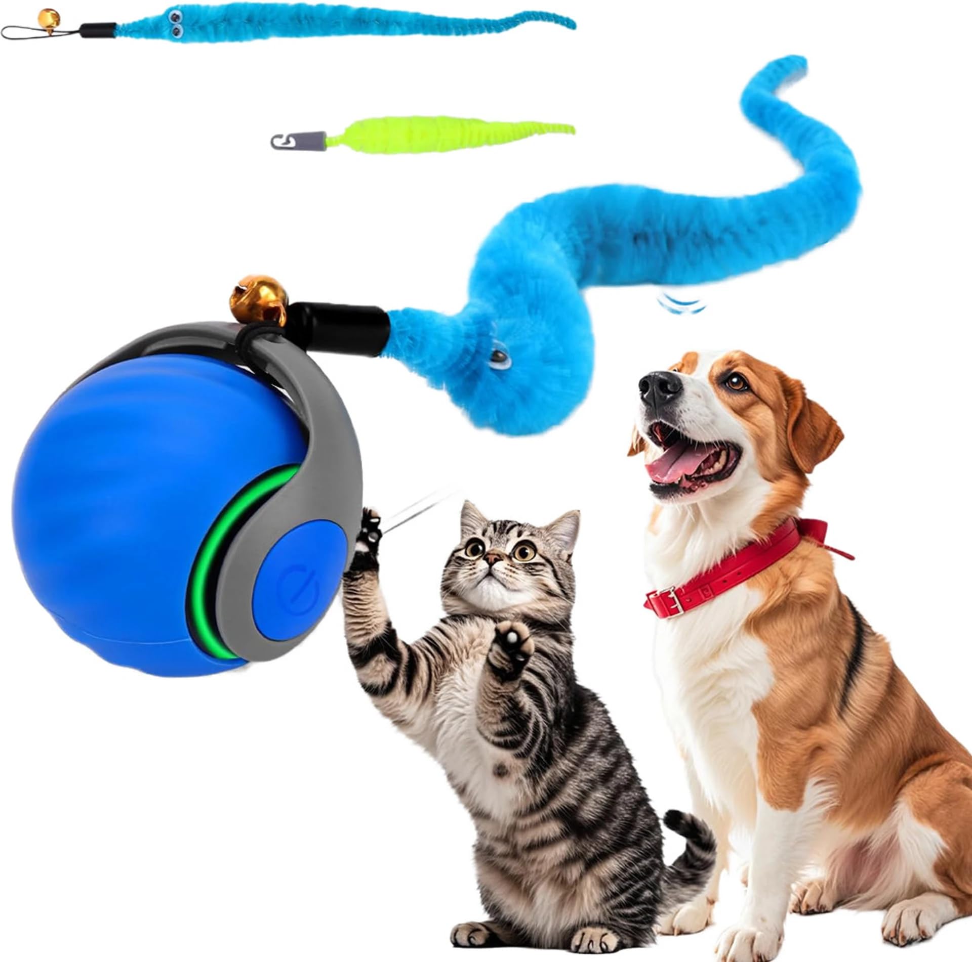 PAWS SAMRAT Interactive Cat Toy  Cat Toys for Indoor Cats Smart Silicone Rolling Ball with Tail, Bird Sound, Motion Activated, 