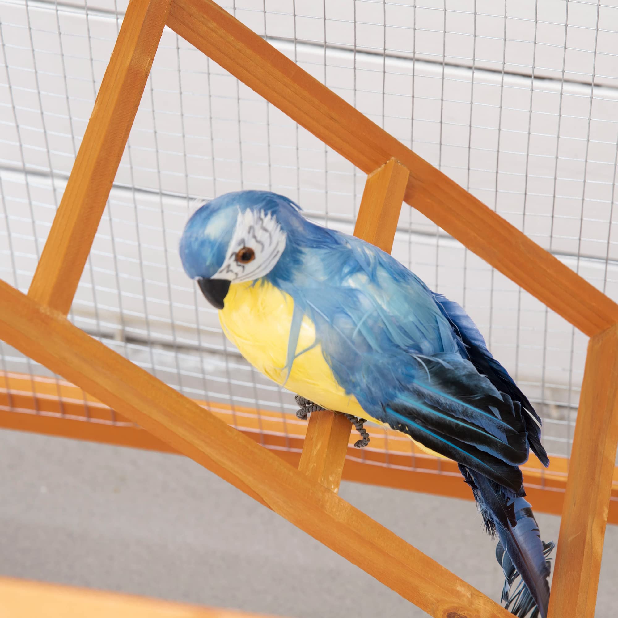 Pawhut 65'' Wooden Bird Cage Outdoor Aviary House For Parrot, Parakeet, With Pull Out Tray And 2 Doors, Natural