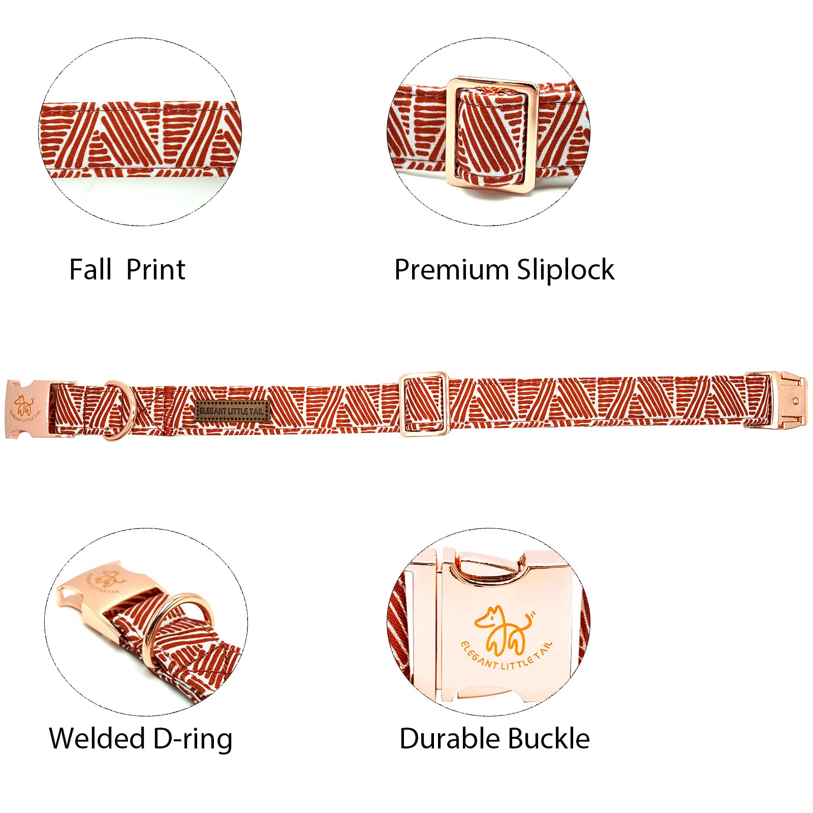 Elegant Little Tail Fall Cotton Dog Collar With Metal Buckle For X-Small Puppy