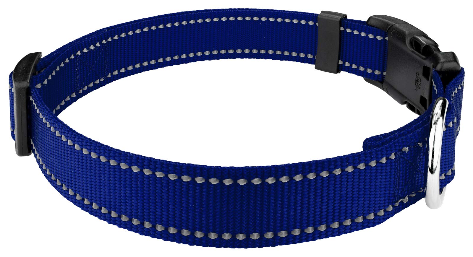 Country Brook Petz - Deluxe Royal Blue Reflective Nylon Dog Collar - Small