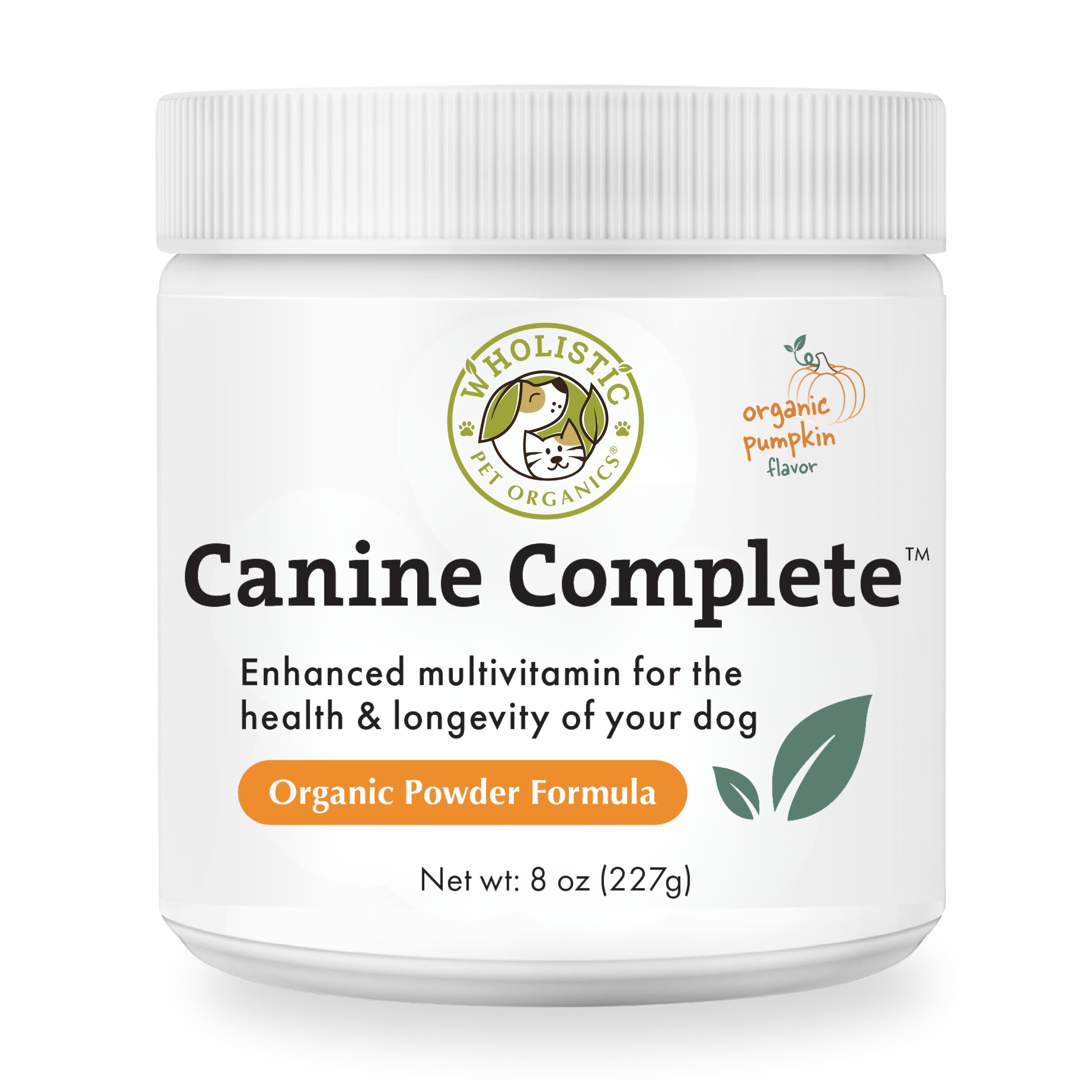 Wholistic Canine Complete with Organic Pumpkin for Dogs - 8 Oz - Dog Vitamins and Supplements with Pumpkin Powder for Digestion,
