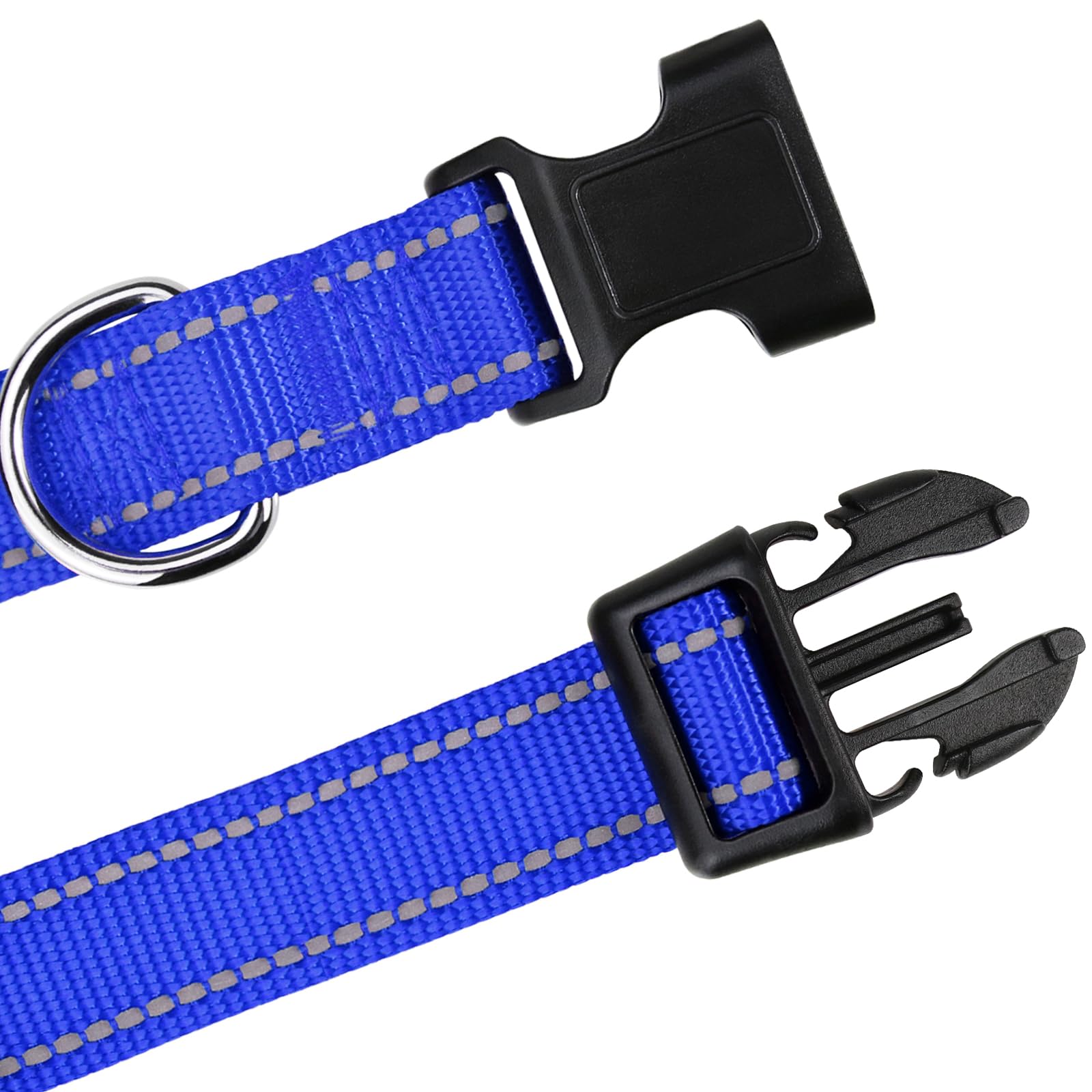 Tagme Reflective Nylon Dog Collars, Adjustable Classic Dog Collar With Quick Release Buckle For Large Dogs, Royal Blue, 1.0' Width