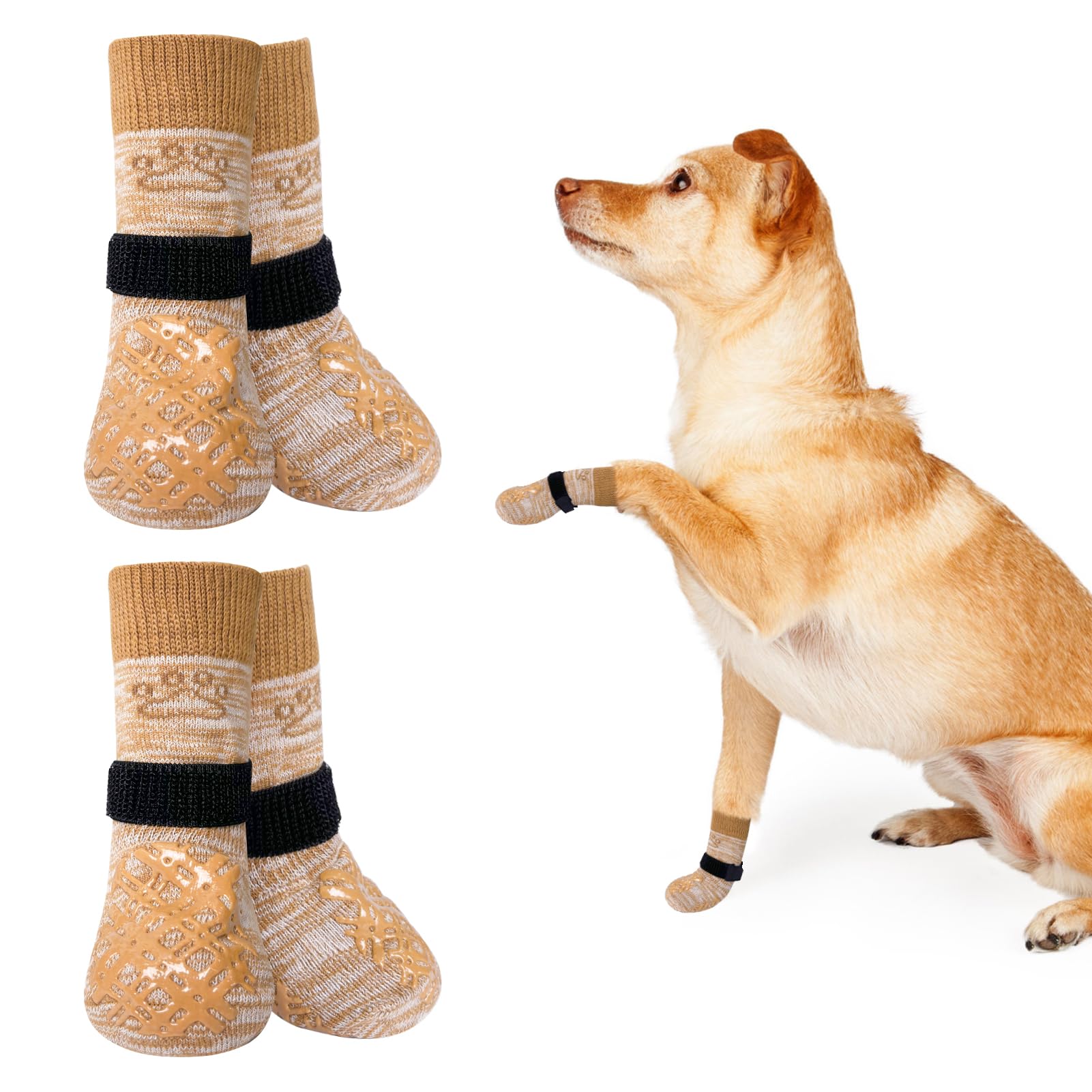 BEAUTYZOO Dog Socks to Prevent Licking Paws, Dog Shoes for Hot Pavement Small Medium Large Senior Dog Booties, Non Slip Dog Boot