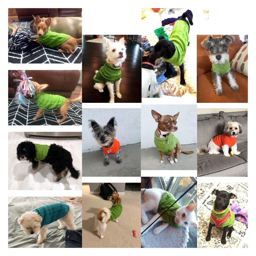 Chborchicen Small Dog Sweaters Knitted Pet Cat Warm Dog Sweatshirt Winter Clothes Kitten Puppy Sweater (Small,Light Green)