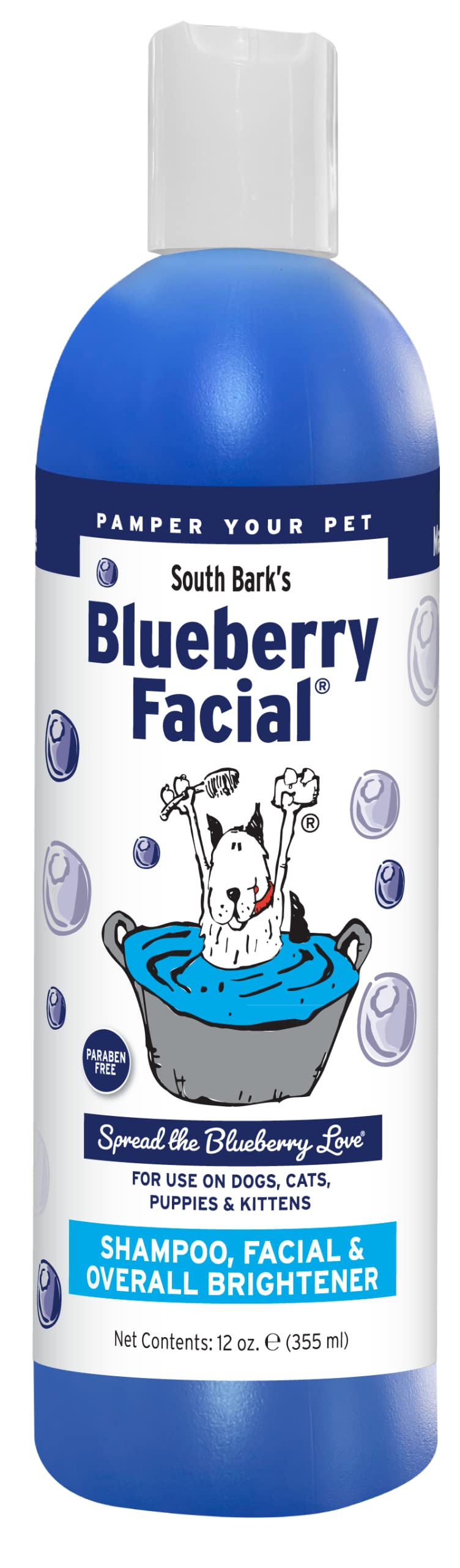 South Bark'S Blueberry Facial® Pet Shampoo 12 Oz. | Brightener & Tear Stain Remover | Long-Lasting Odor Eliminator | Cruelty-Free | Paraben-Free | Made In The Usa