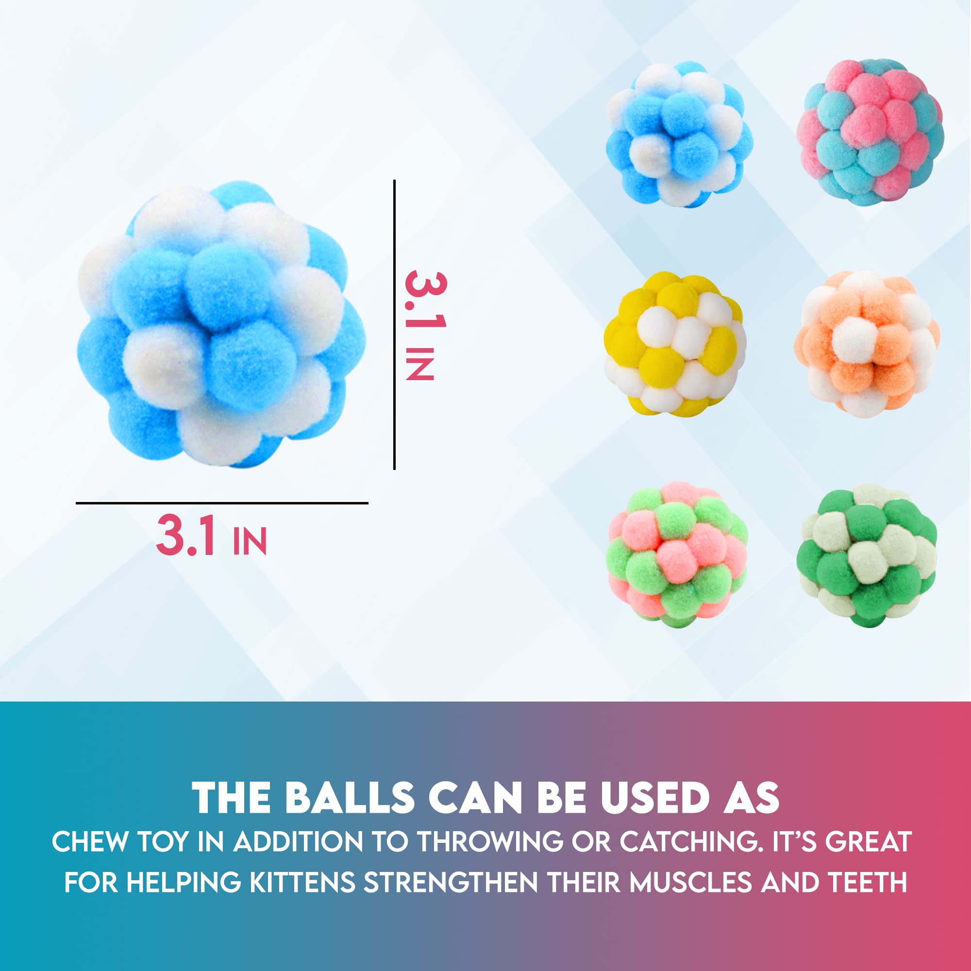 Paw Paw Babe Cat Balls & Catnip Toys Set - Cartoon Fuzzy Balls, Soft & Lightweight - Kittens Chewing, Kicker Toys - Cat Toys For Indoor Cats - Kitten & Cat Accessories - Pack Of 9