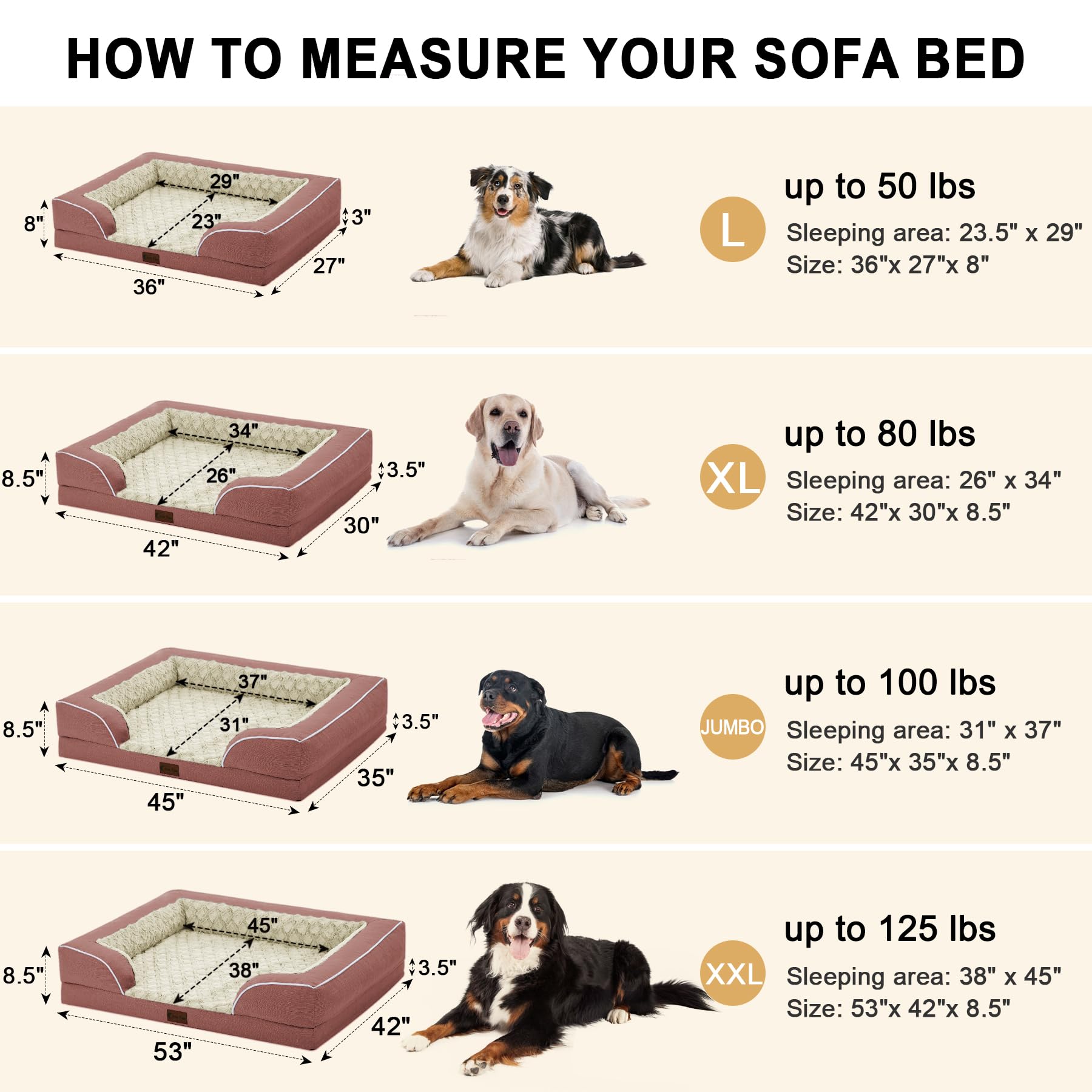 Casa Paw Orthopedic Dog Beds For Large Dogs, Waterproof Memory Foam Large Sized Dog Bed With Sides, Non-Slip Bottom And Egg-Crat