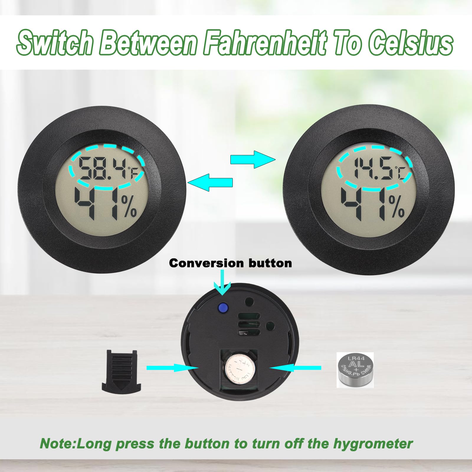 Reptile Thermometer And Humidity Gauge Digtal Terrarium Thermometer Circular Bearded Dragon Cage Accessories Reptile Temp And Hu