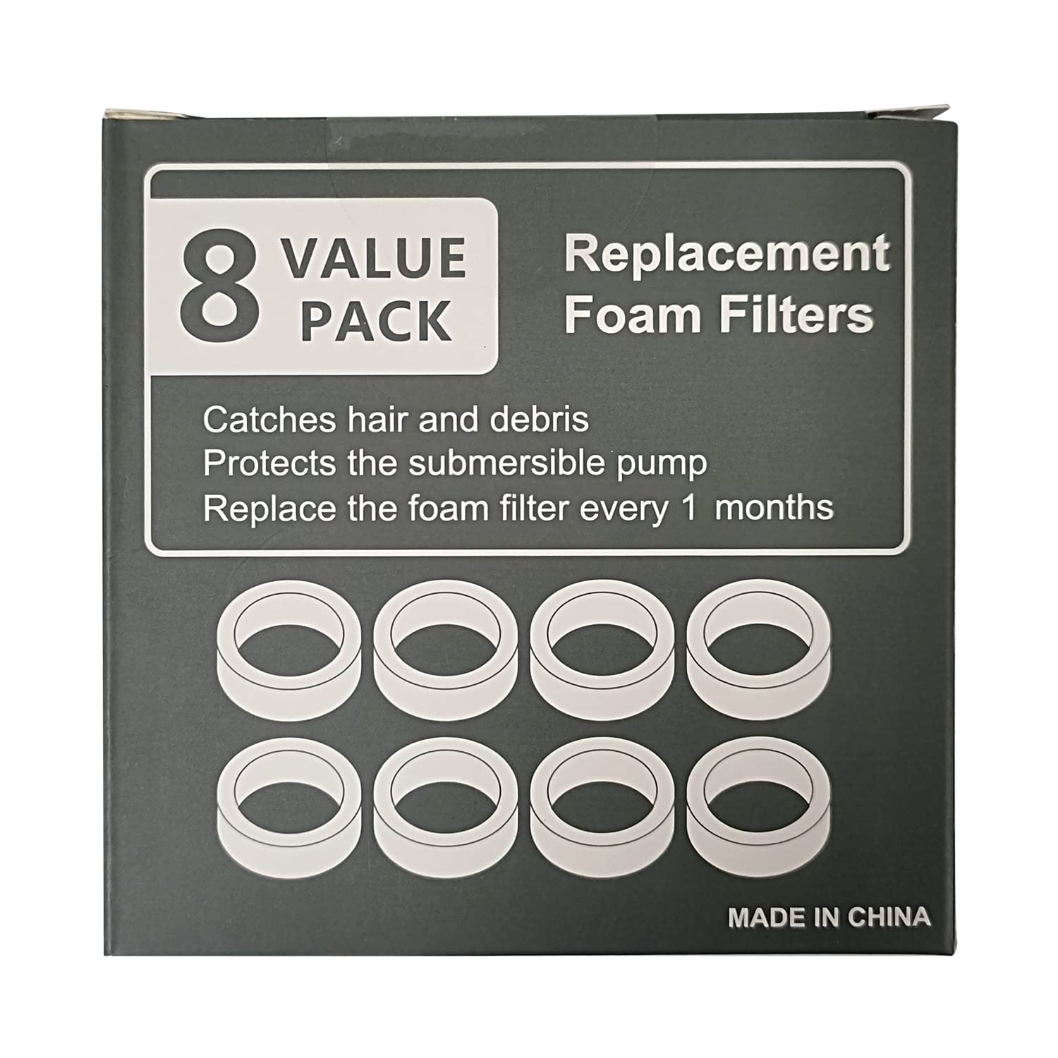Cat Water Fountain Filters, Cat Fountain Replacement Filters For 2.0L/67Oz Automatic Pet Water Dispenser,Pet Water Fountain Replacement Filters Package(Sponge 8 Pack)