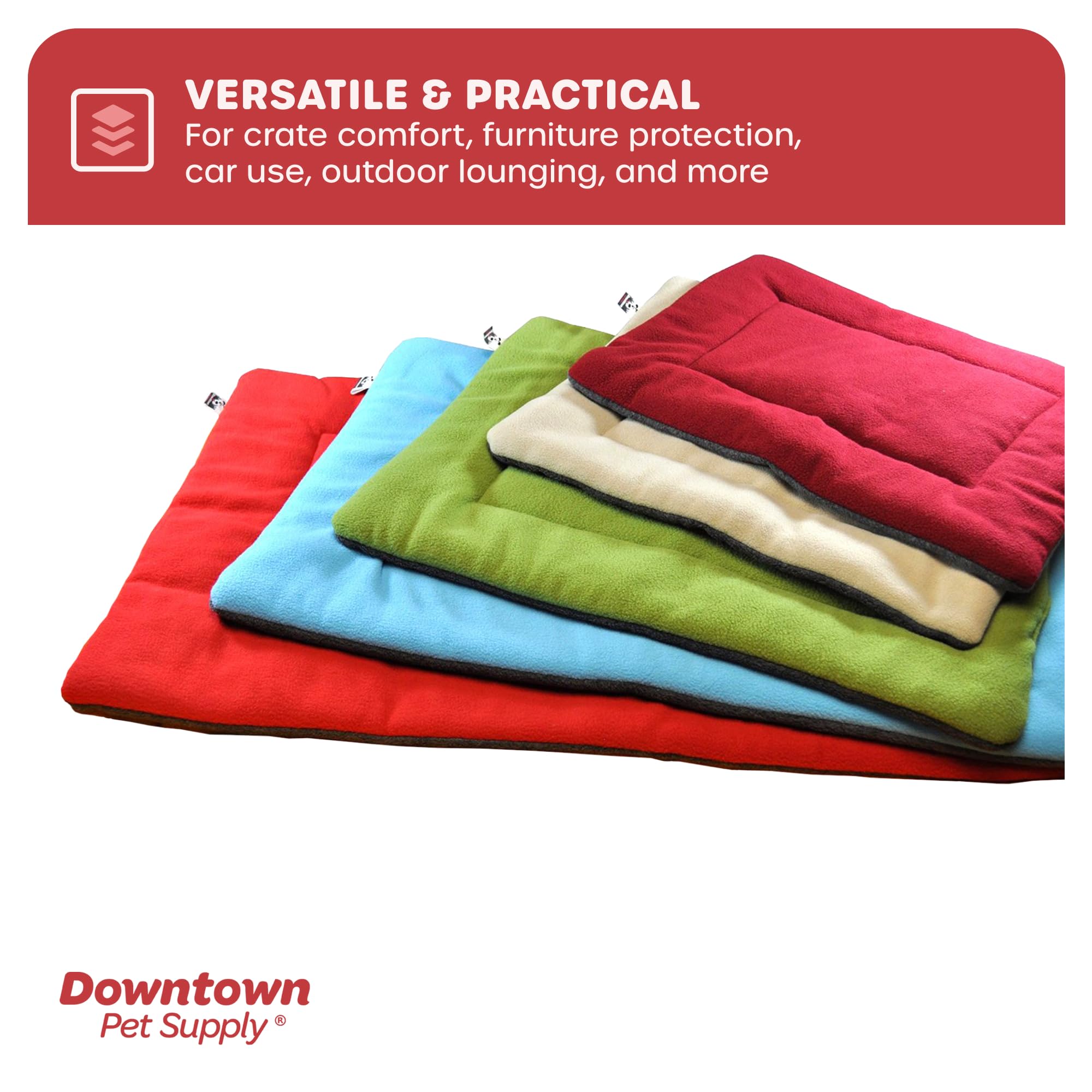 Downtown Pet Supply - Comfort Dog Crate Mat - Soft Fleece Nap Mat - Machine Washable - Tan - 29 In X 20 In - Medium