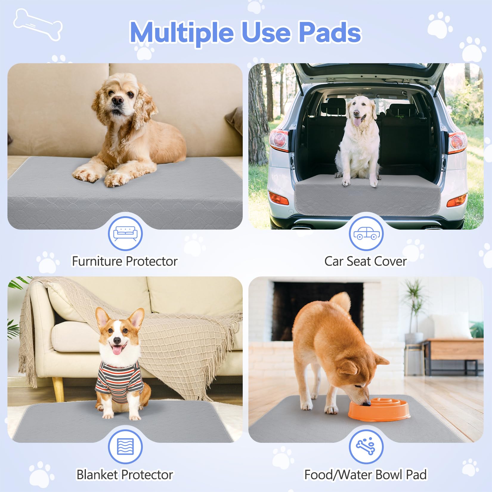 72 x 72 Extra Large Puppy Pads - Waterproof Quick Drying Pee Pads for Dogs, Reusable Pet Training Pads, Anti-Slip Floor Mat for