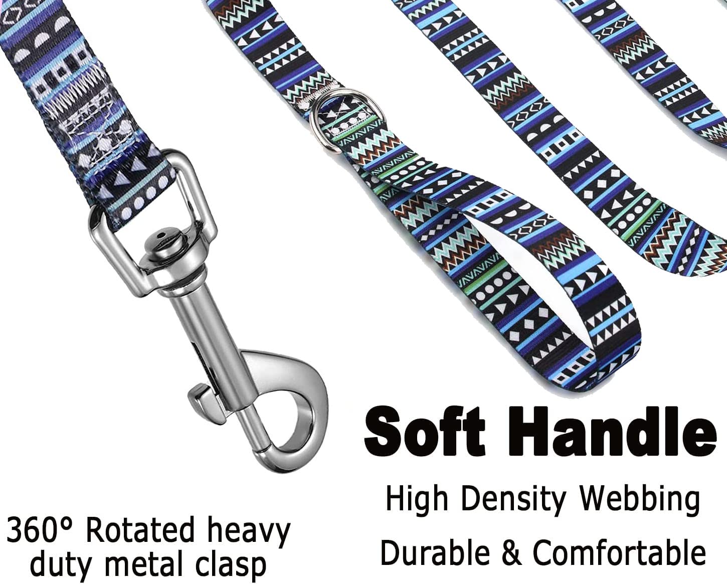 Mihqy Dog Collar And Leash Set With Bohemia Floral Tribal Geometric Patterns - Soft Ethnic Style Collar Adjustable For Small Medium Large Dogs(Bohemian Blue Set,S)