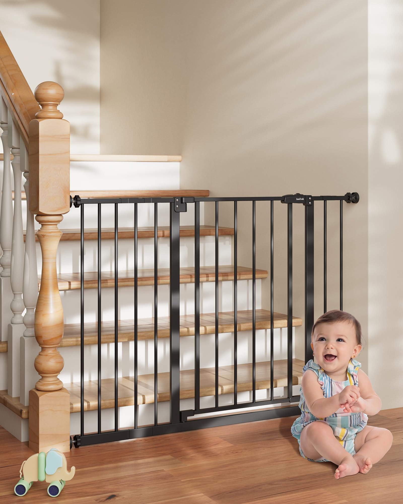 InnoTruth 28.9-45.3 Baby Gate for Stairs, 30 Tall Dog Gate for the House One-Hand Opening, Baby Essencial New Parents Puppy Door
