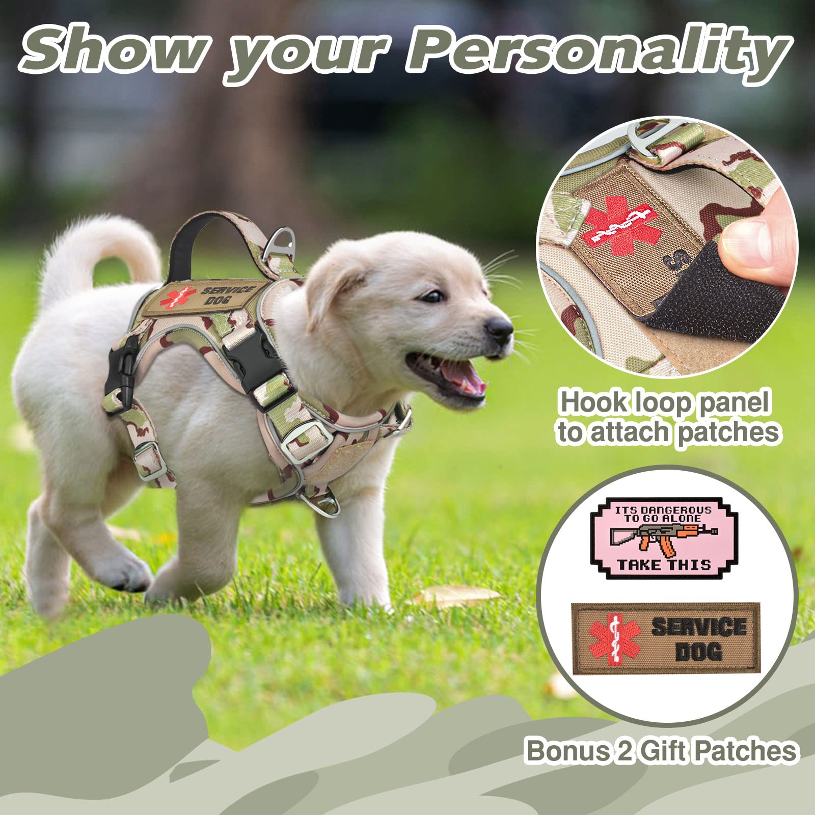 Tactical Small Dog Harness for Puppy, No Pull Military Service Dog Vest with Vertical Handle, Outdoor Training Small Puppy Vest