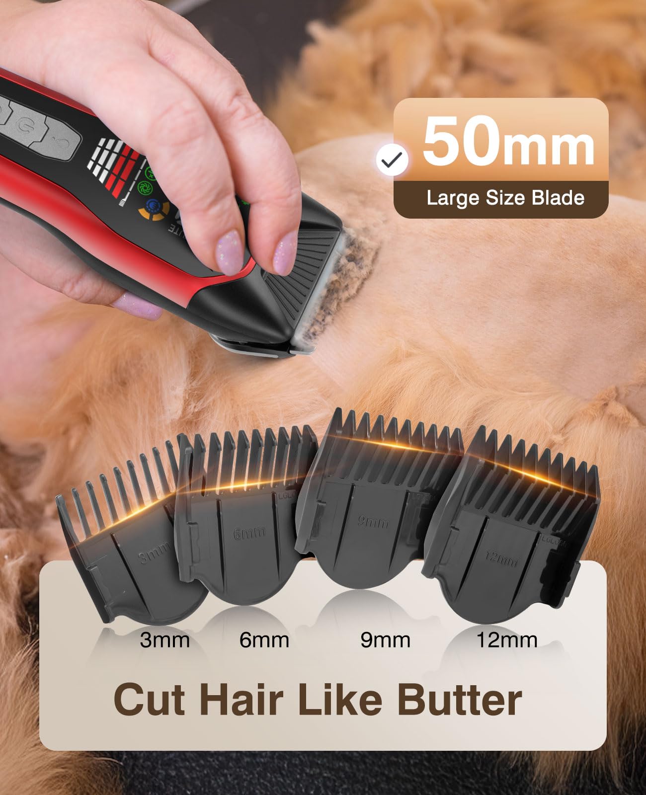 Lemulegu Cordless Electric Hair Clippers For Large Pets,Two-Speed Quiet Strong Motor Dog Grooming Kits With Wide Stainless Steel
