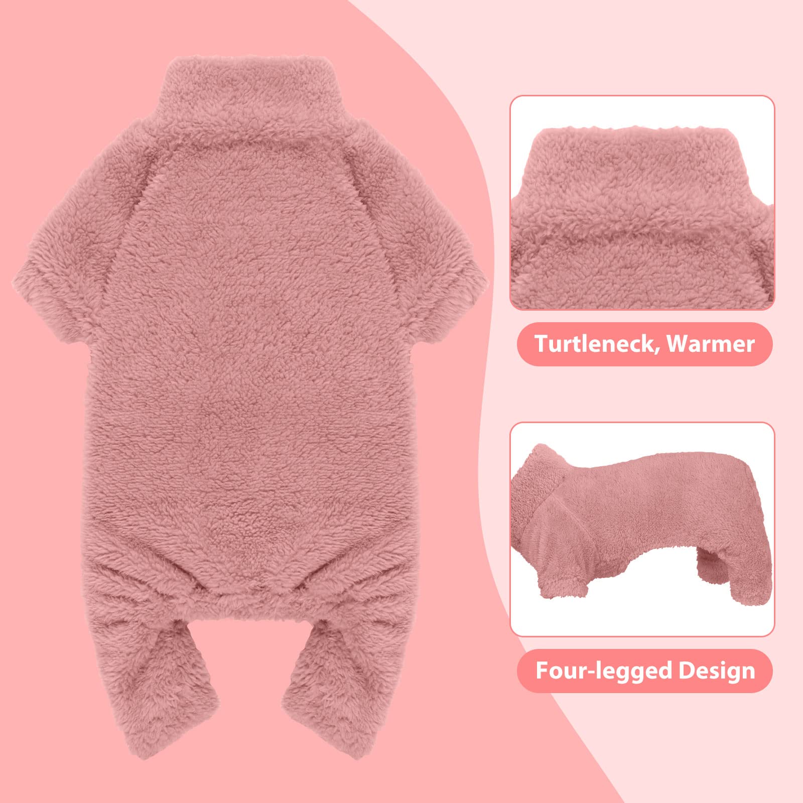 Fuzzy Pajamas Warm Soft Cozy Dog Turtleneck Sweater Lightweight Pjs Medium Pink