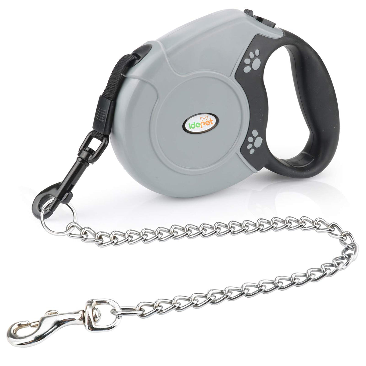 Idepet Heavy Duty Retractable Dog Leash For Small And Medium Dogs, Anti-Chewing Steel Chain 360 Degree Tangle-Free,Break And Lock System,16Ft Leash For Dog Walking (Flat Rope)