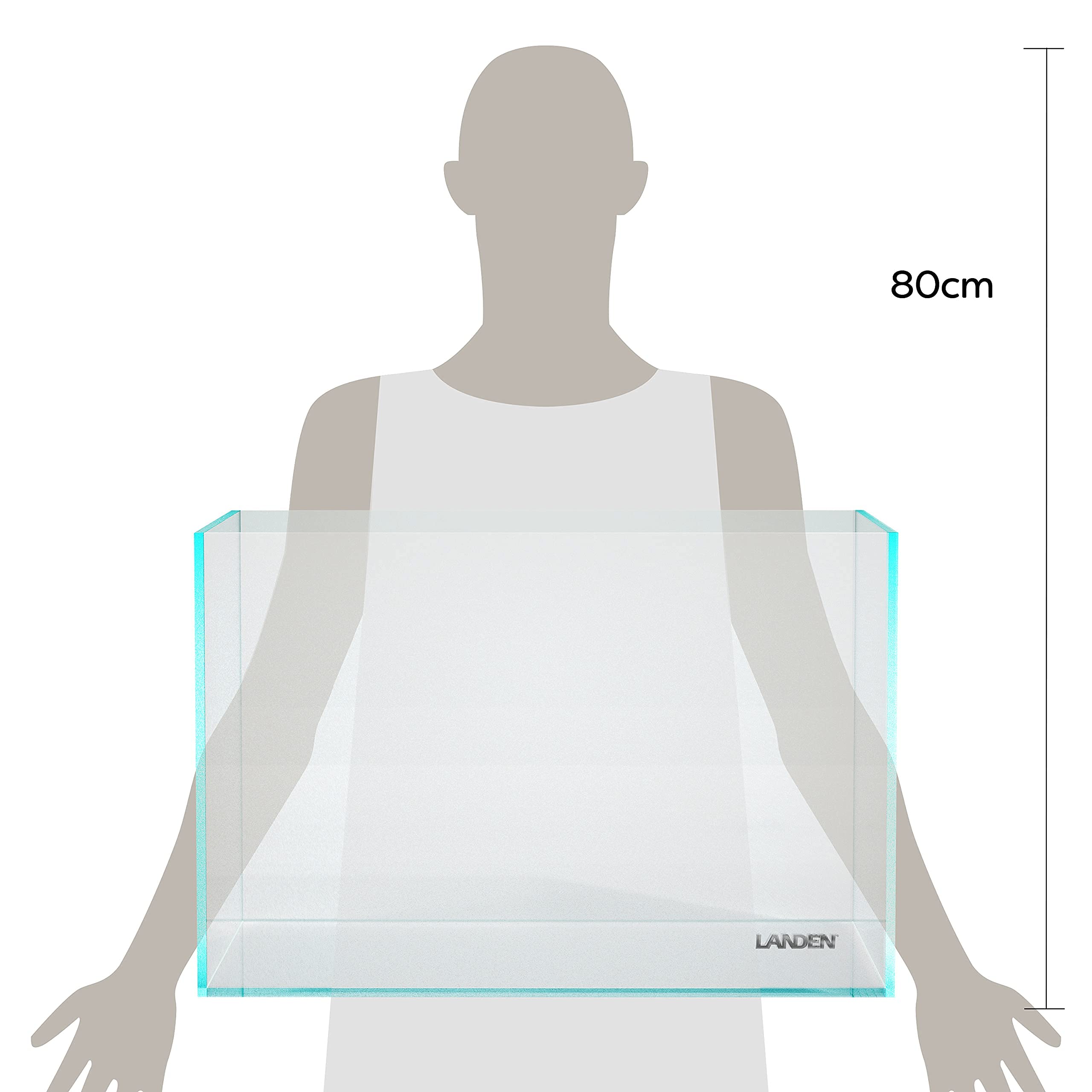 Landen 60P 23 Gallon Rimless Low Iron Aquarium Tank, W23.6  D15.7  H15.7 in(60x40x40cm) 8mm Thickness
