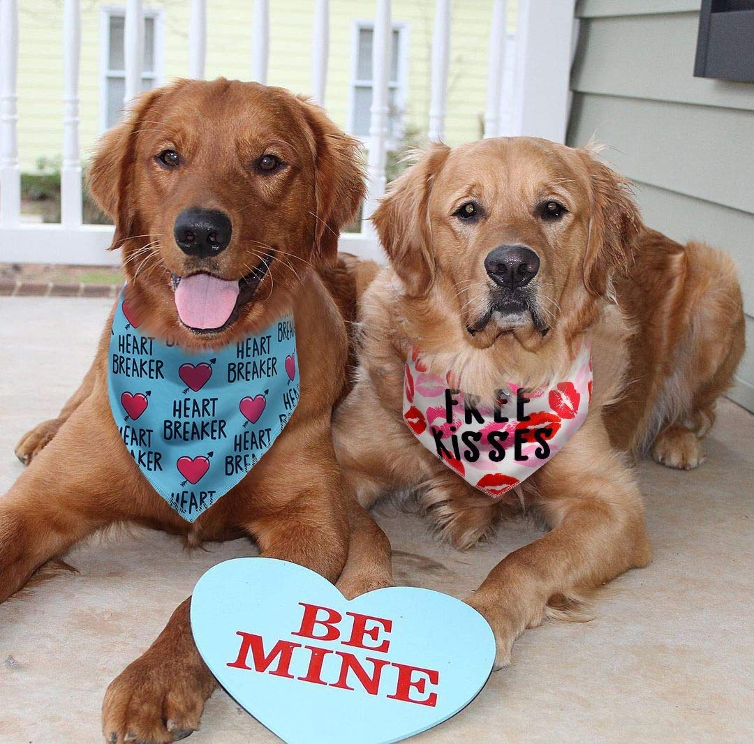 Valentines Day Dog Bandana, 4 Pack Pet Valentine Scarf For Small Medium Large Dogs
