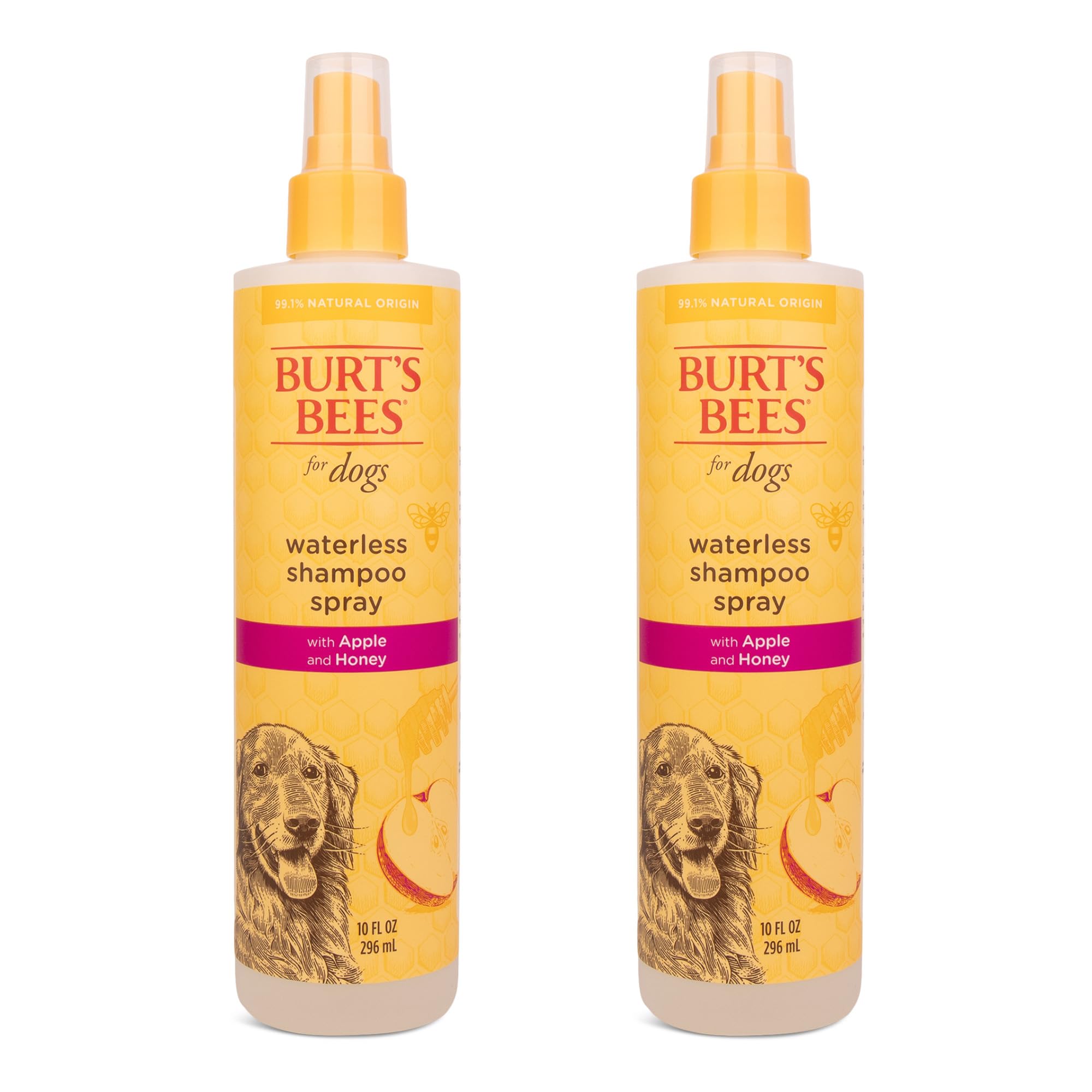 Burt'S Bees For Pets Waterless Shampoo Spray For Dogs With Apple And Honey, 2Pk, 99.1% Natural Origin Formulas, Waterless Dog Sh