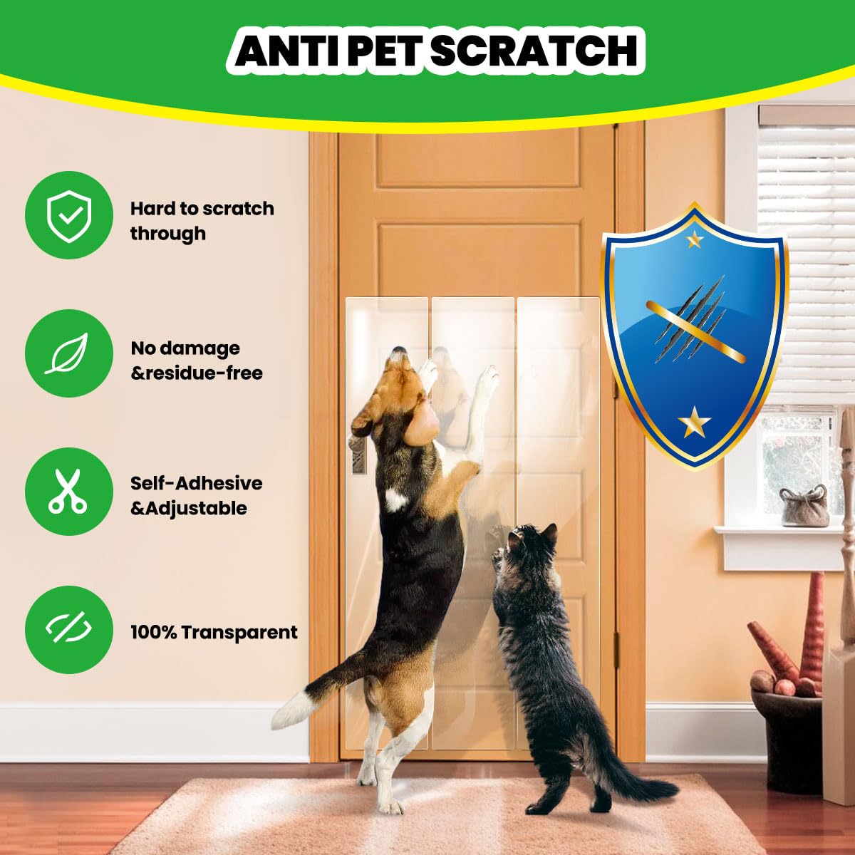 Petslucent Cat Scratch Furniture Protector: Cat Anti Scratch Tape - Door Protector From Dog Scratching - Clear Training Self Adh