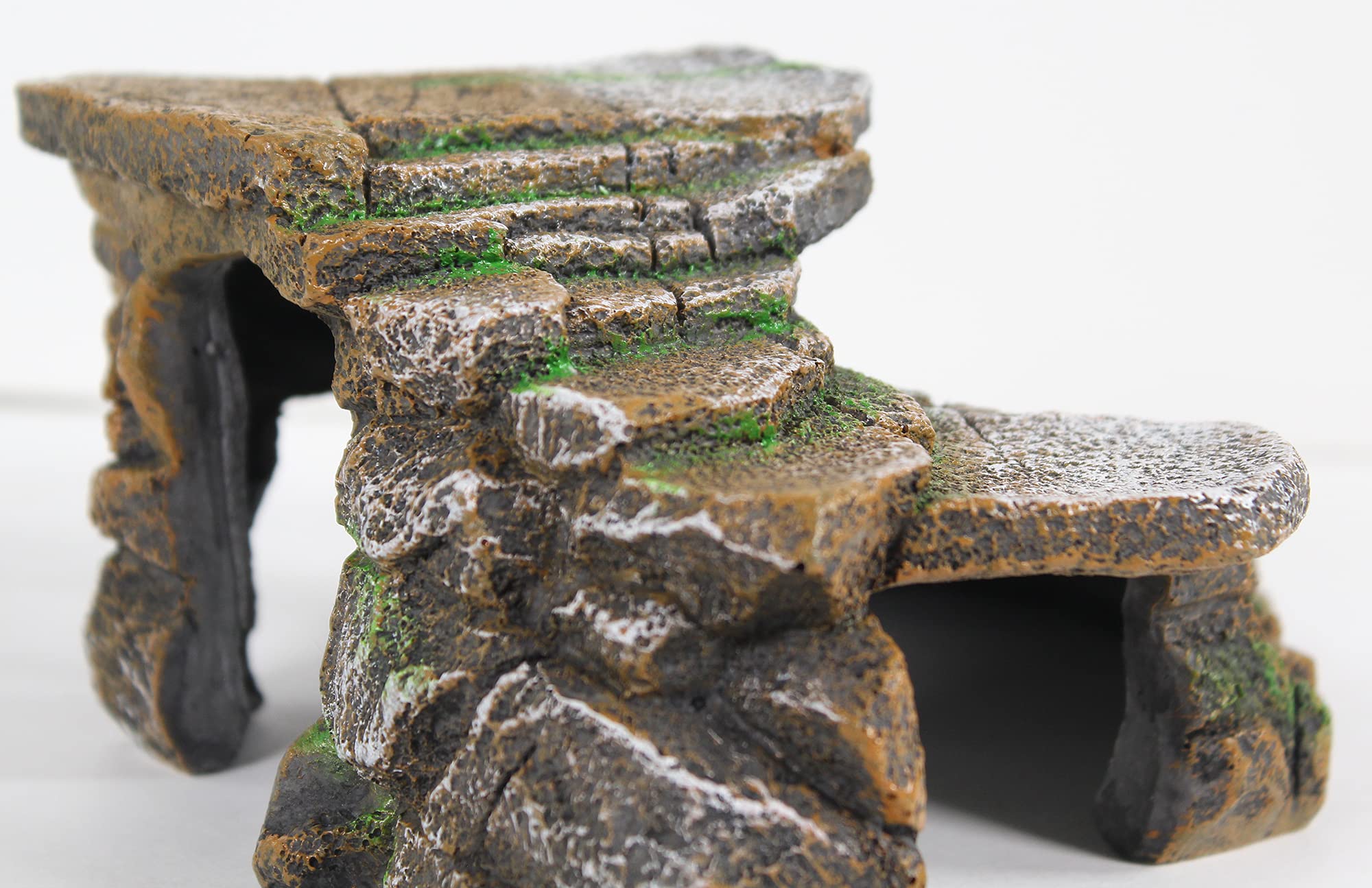 Penn-Plax Reptology Shale Scape Step Ledge & Cave Hideout – Basking Area - Decorative Resin For Aquariums & Terrariums – Great For Reptiles, Amphibians, And Fish – Medium