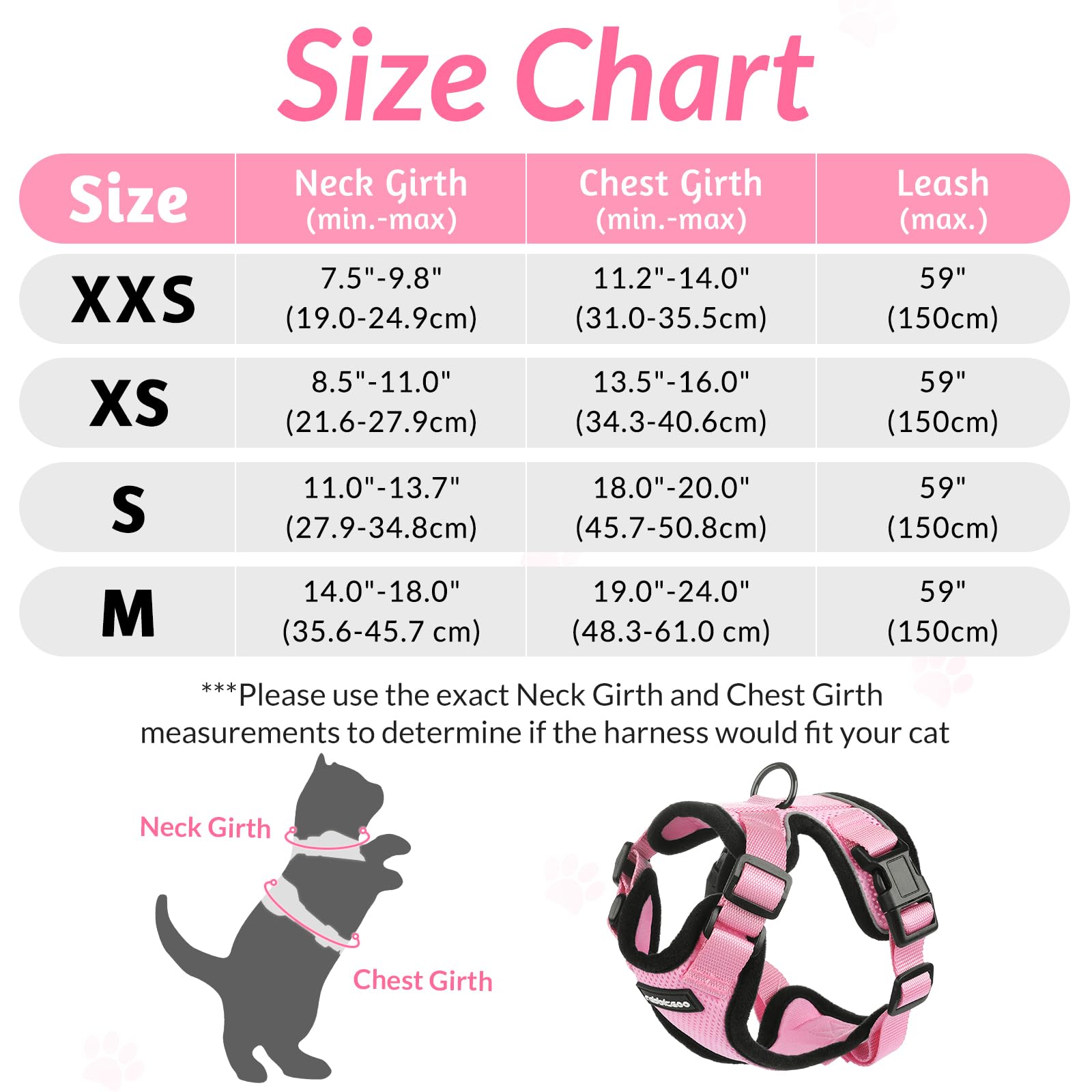 Rabbitgoo Cat Harness And Leash For Walking, Escape Proof Soft Adjustable Vest Harnesses For Cats, Easy Control Breathable Reflective Strips Jacket, Pink, S