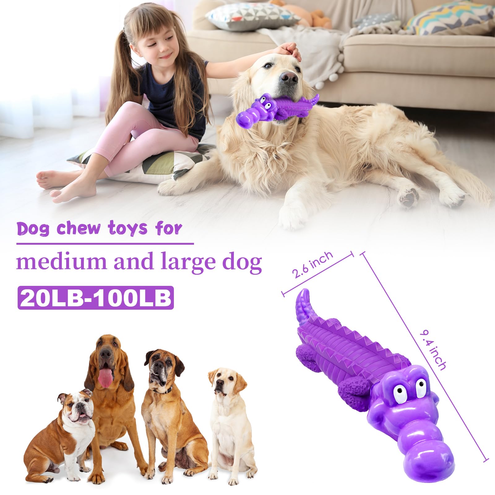 Fuufome Dog Chew Toys for Aggressive Chewers, Indestructible Tough Interactive Dog Toys for Small Medium Large Breed-Puppy Teeth