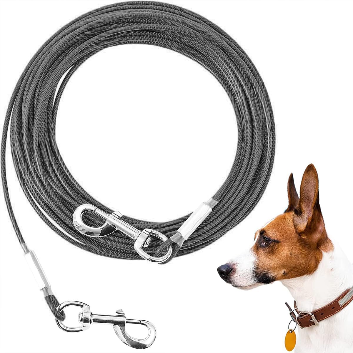Mi Metty Tie Out Cable For Dogs,20Ft Dog Leads,Heavy Duty Tie Out Cable For Large Dogs Up To 125Lbs,Durable Dog Runner Tether Li