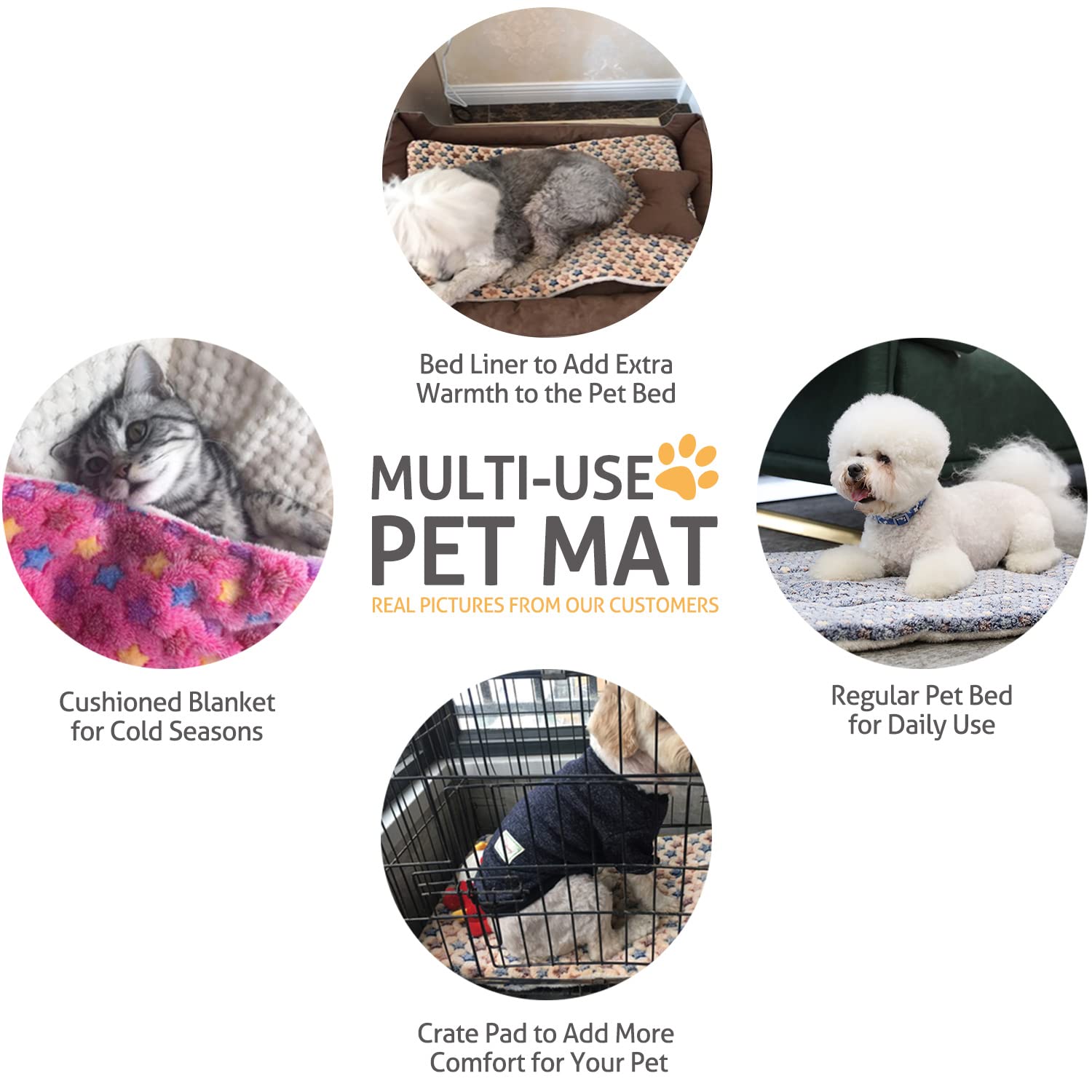 Mora Pets Dog Bed Crate Pad Ultra Soft Pet Bed with Cute Star Print Washable Crate Mat for Large Medium Small Dogs Reversible Fl