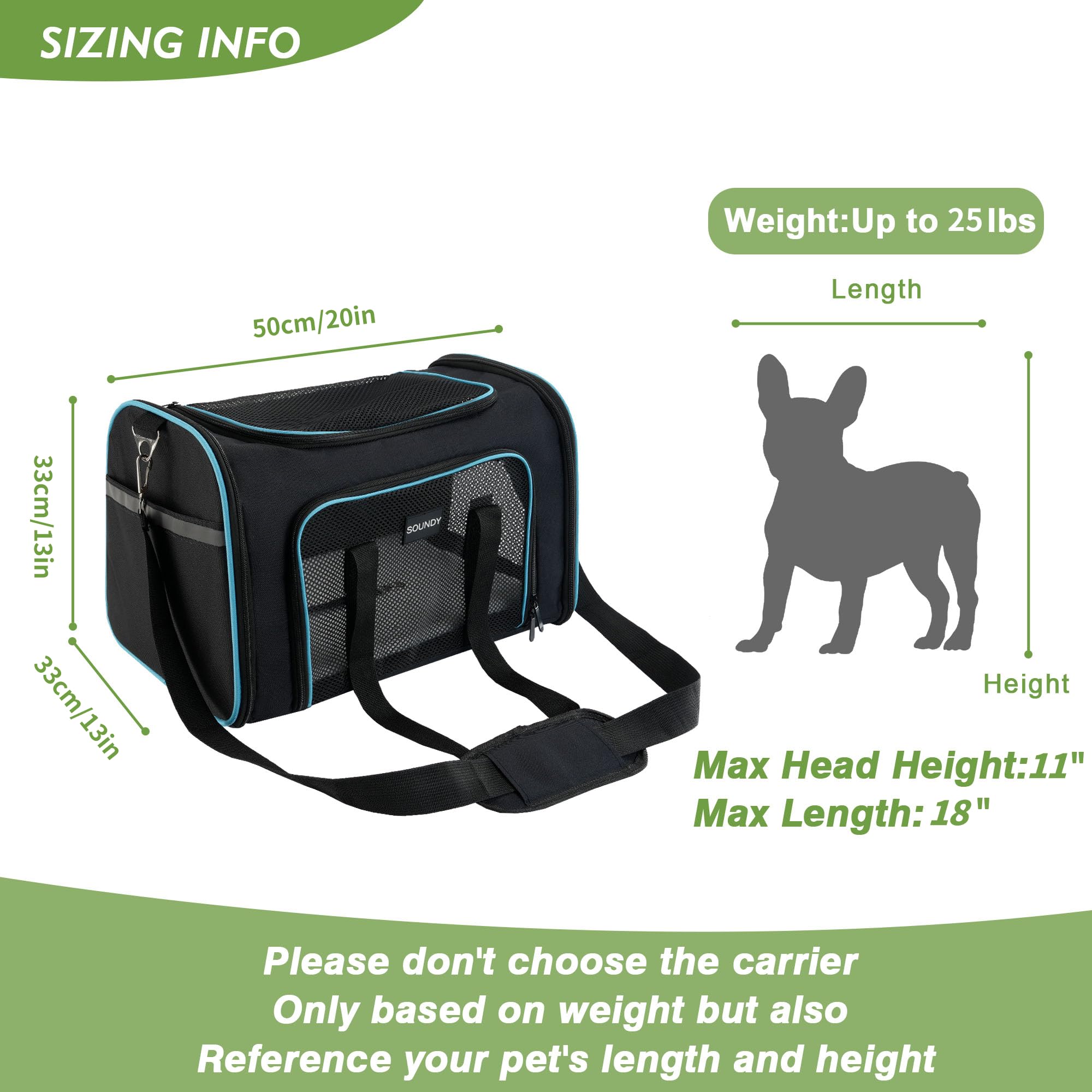 Soundy Large Cat Carrier Dog Carrier Under 25 Lbs,Collapsible Ventilated Portable Pet Bag With Soft Sided Breathable Mesh For Lo