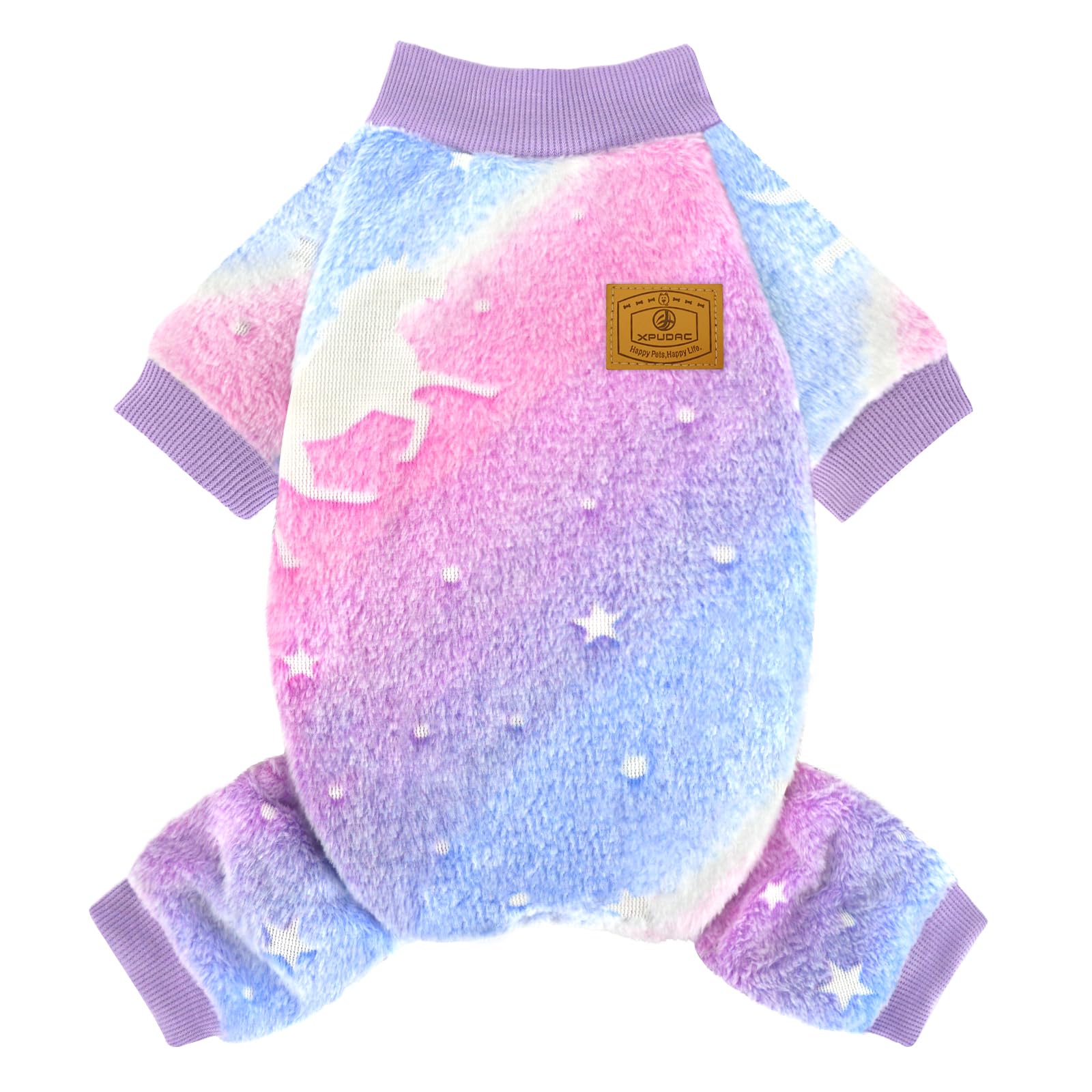 XPUDAC Dog Sweater Glows in The Dark Fleece Pajamas for Small Medium Dogs Girl Boy Puppy Clothes for Halloween Cristmas Winter(M