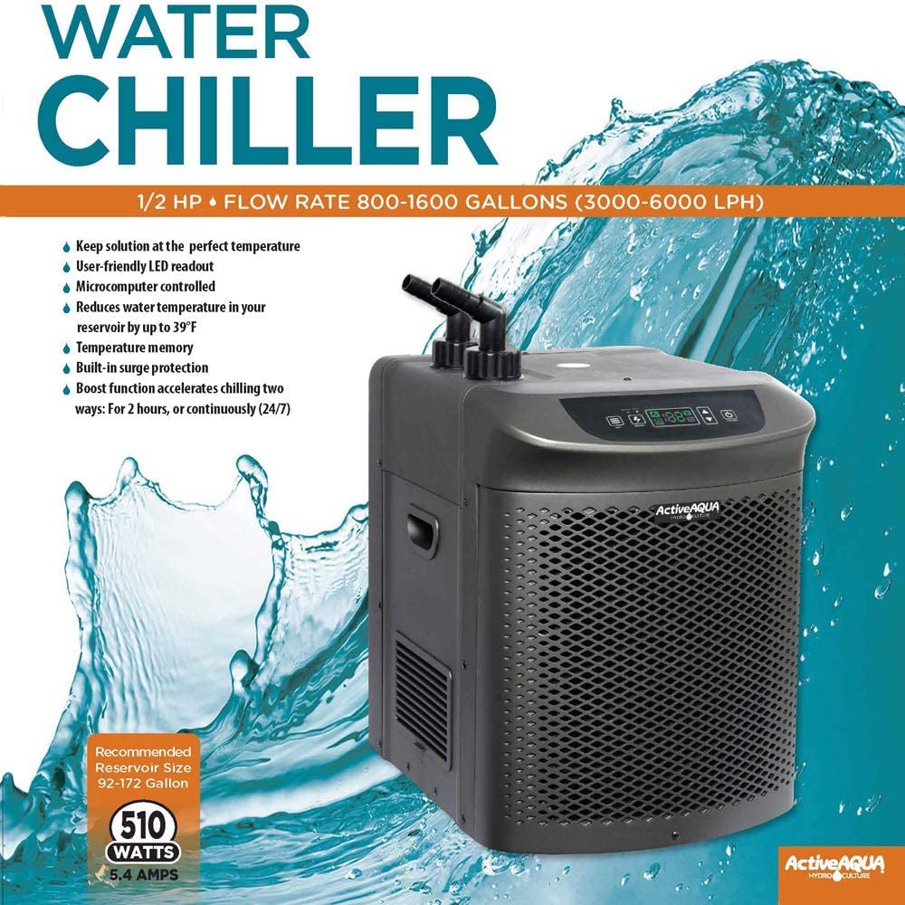 ACTIVEAQUA Active Aqua AACH50HP Water Chiller for Aquarium, Hydroponics, Bathtub - 0.5 HP, Fast Cooling, 90-172 Gallons, Titaniu