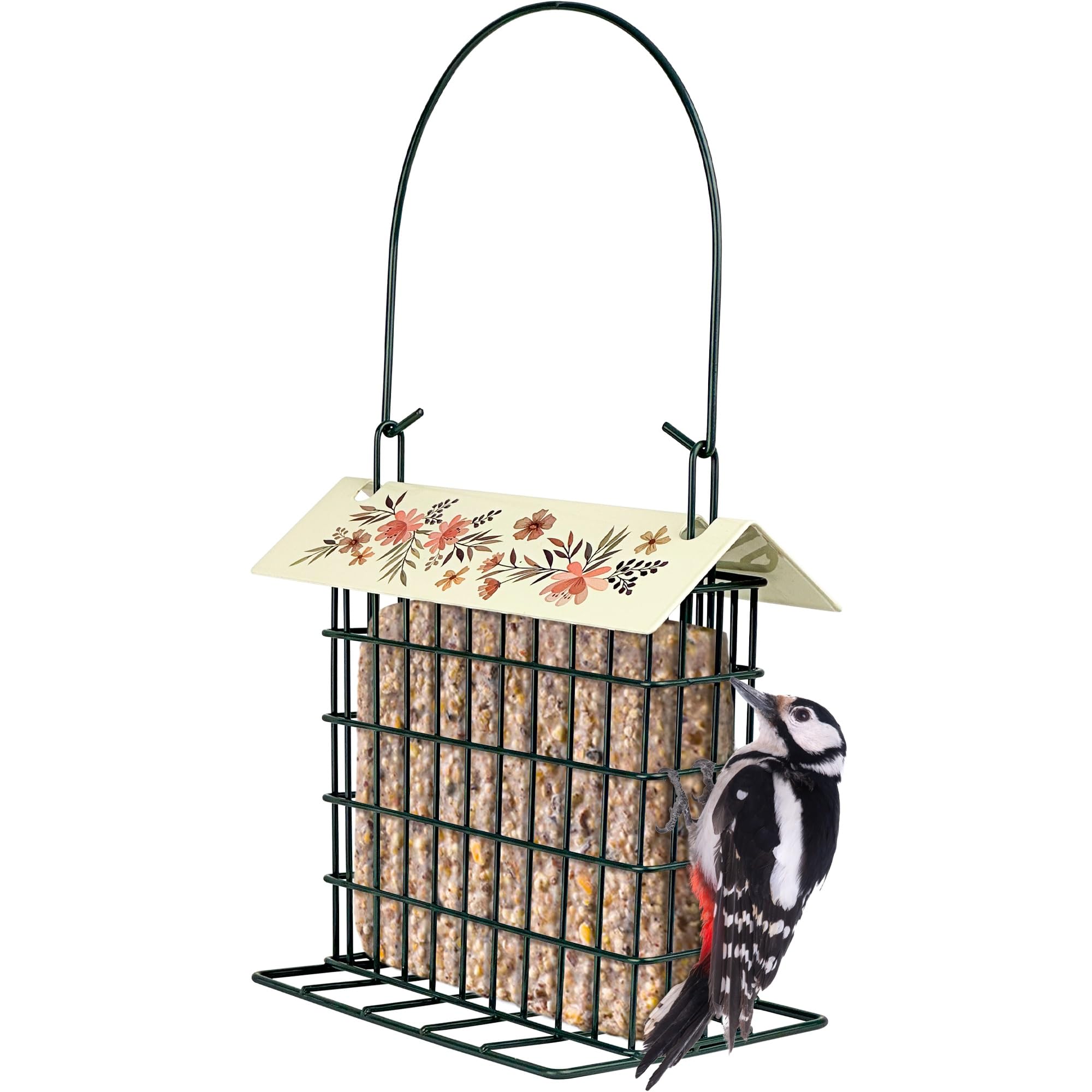 Wild Wings Decorative Metal Suet Cage Feeder for Outdoor D  cor Wild Bird Feeders, 1 Suet Cake Capacity, Hanging Suet Feeder, Bl