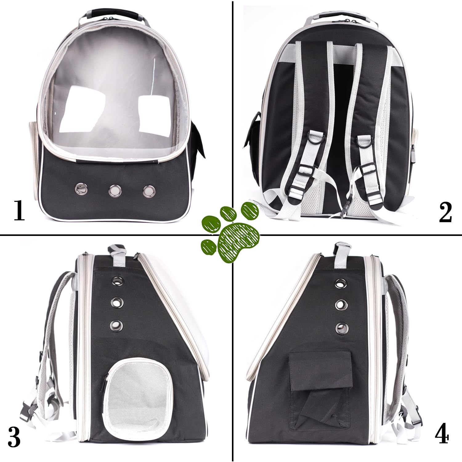 Cat Travel Backpack Carrier, Fit Up To 12 Lbs, Space Capsule Bubble Window Pet Carrier Backpack,Airline-Approved, Designed For Travel, Hiking, Walking & Outdoor Use (Black, Back-Extension)